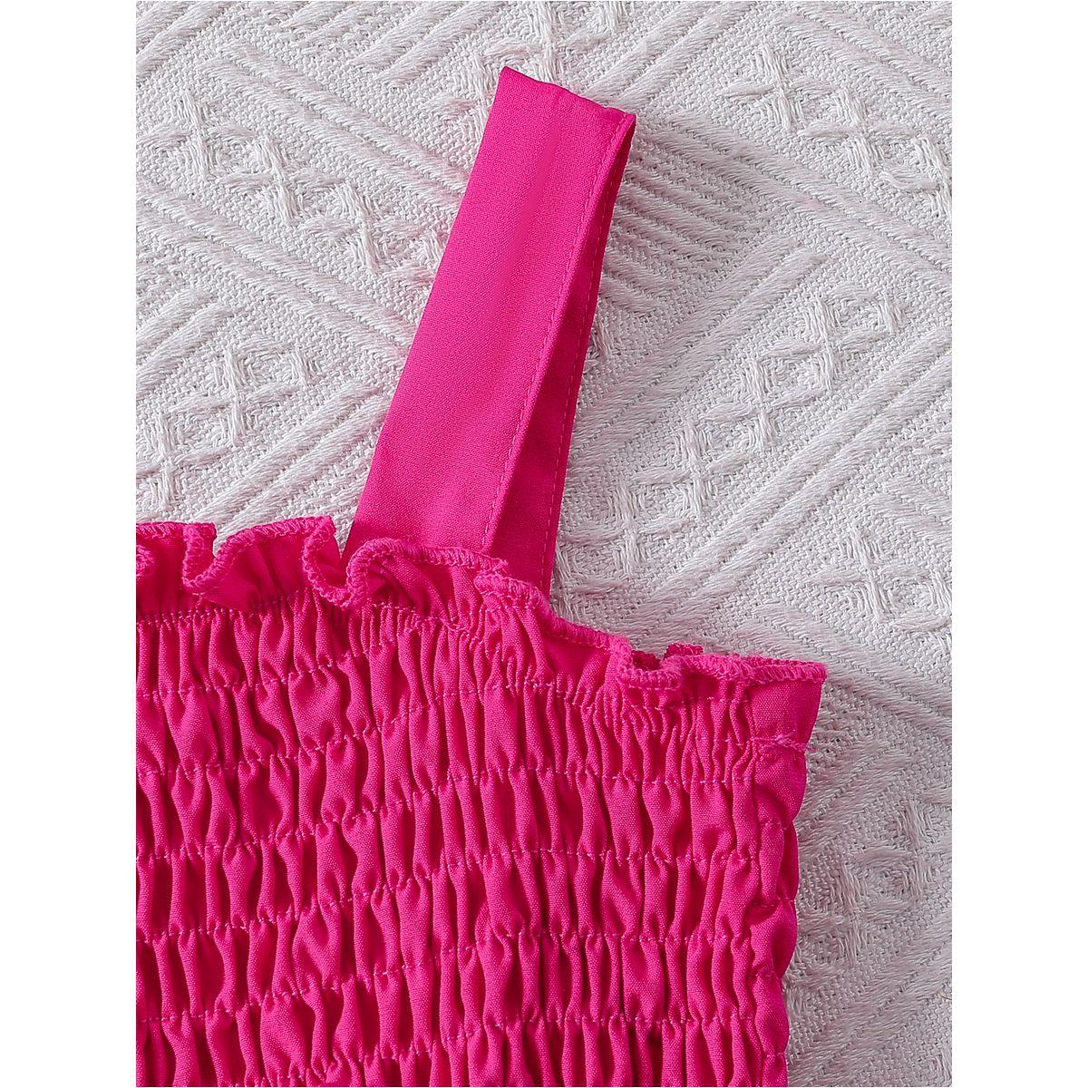 Styli Girls Neon Pink Embellished Smocking Detail A-Line Dress-girls-clothing-dressesandjumpsuits-image-4