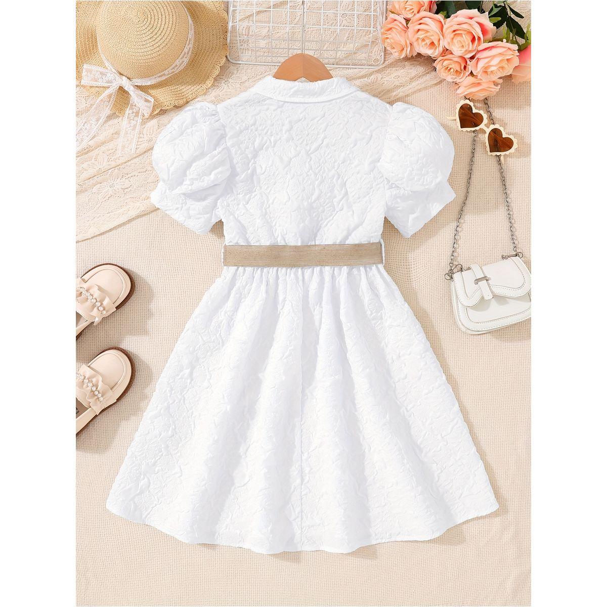 Styli Textured Puff Sleeves Belted Dress-girls-clothing-dressesandjumpsuits-image-2