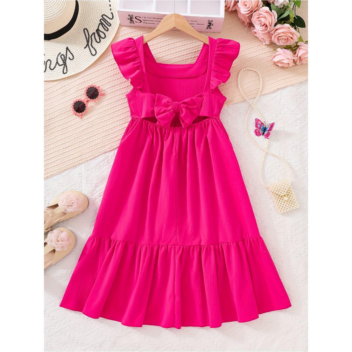 Styli Solid Square Neck Dress with Ruffle Hem-girls-clothing-dressesandjumpsuits-image-2