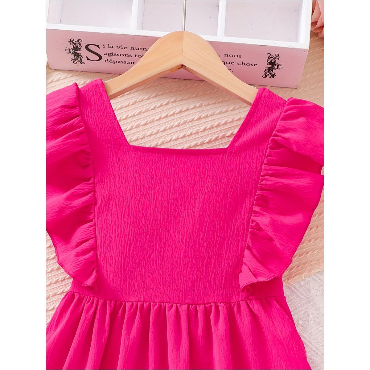 Styli Solid Square Neck Dress with Ruffle Hem-girls-clothing-dressesandjumpsuits-image-4