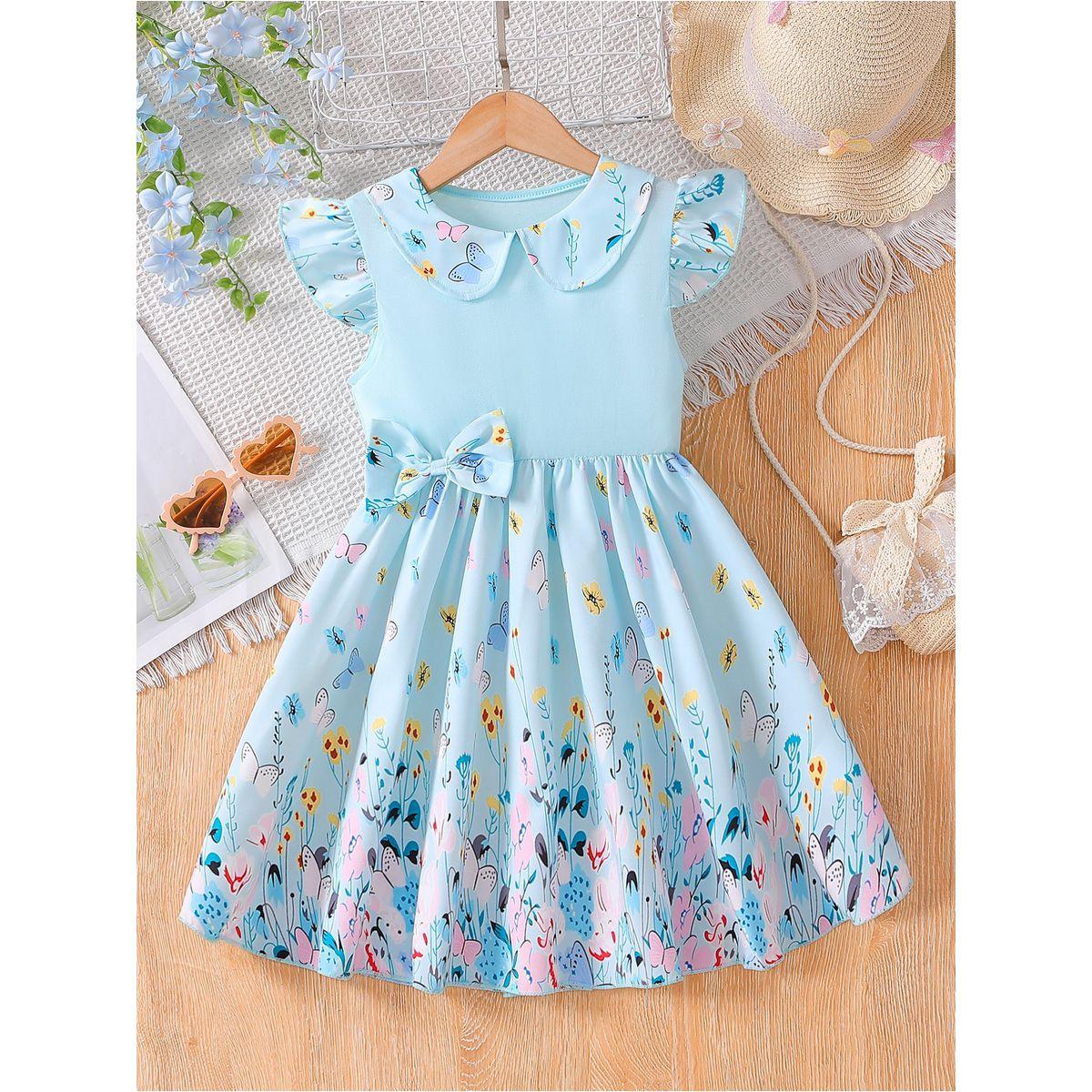 فستان بطبعة زهور مع تفاصيل حافة كشكش-girls-clothing-dressesandjumpsuits-image-1