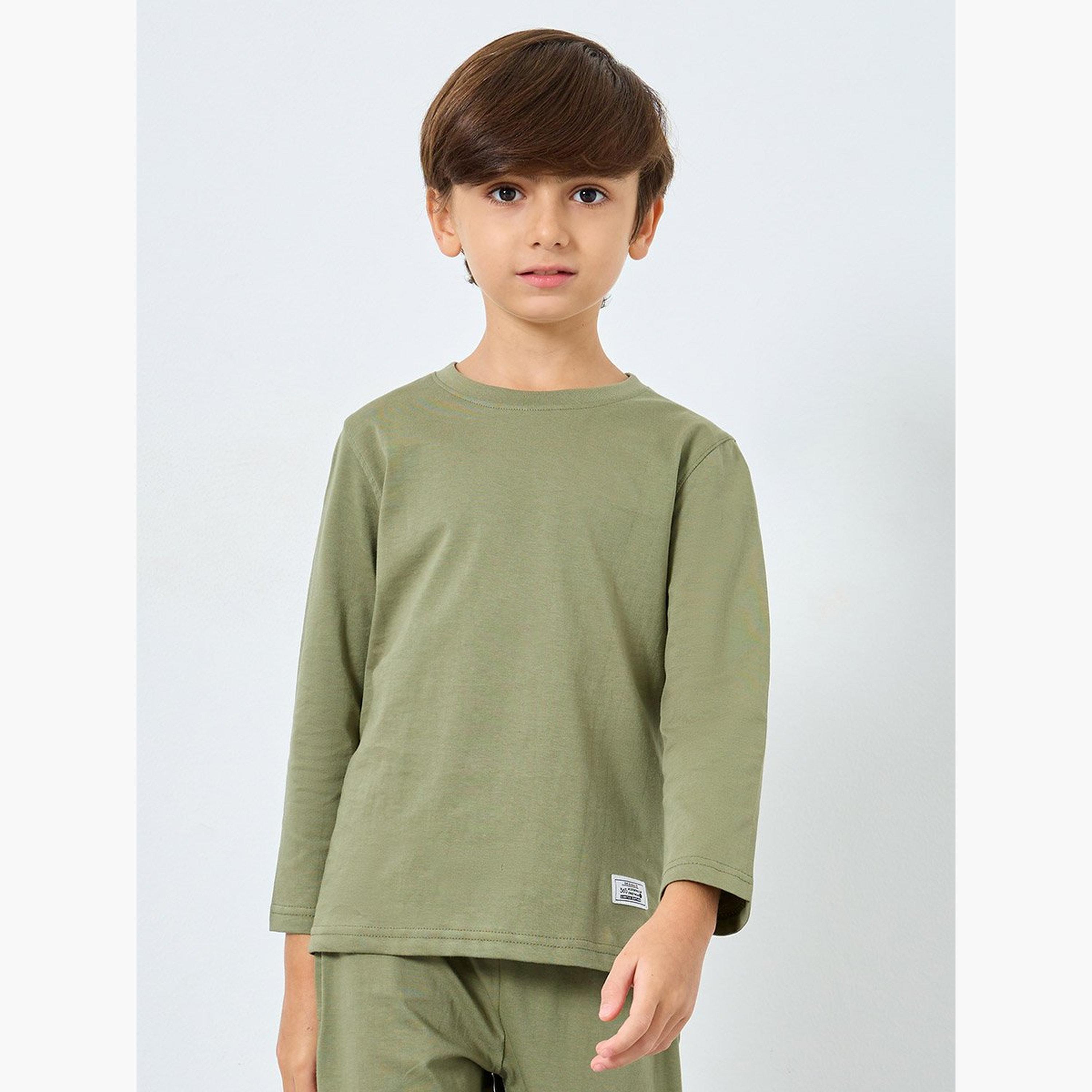 Styli Boys Green Long Sleeve T-Shirt and Joggers Set-boys-clothing-setsandcoords-image-2