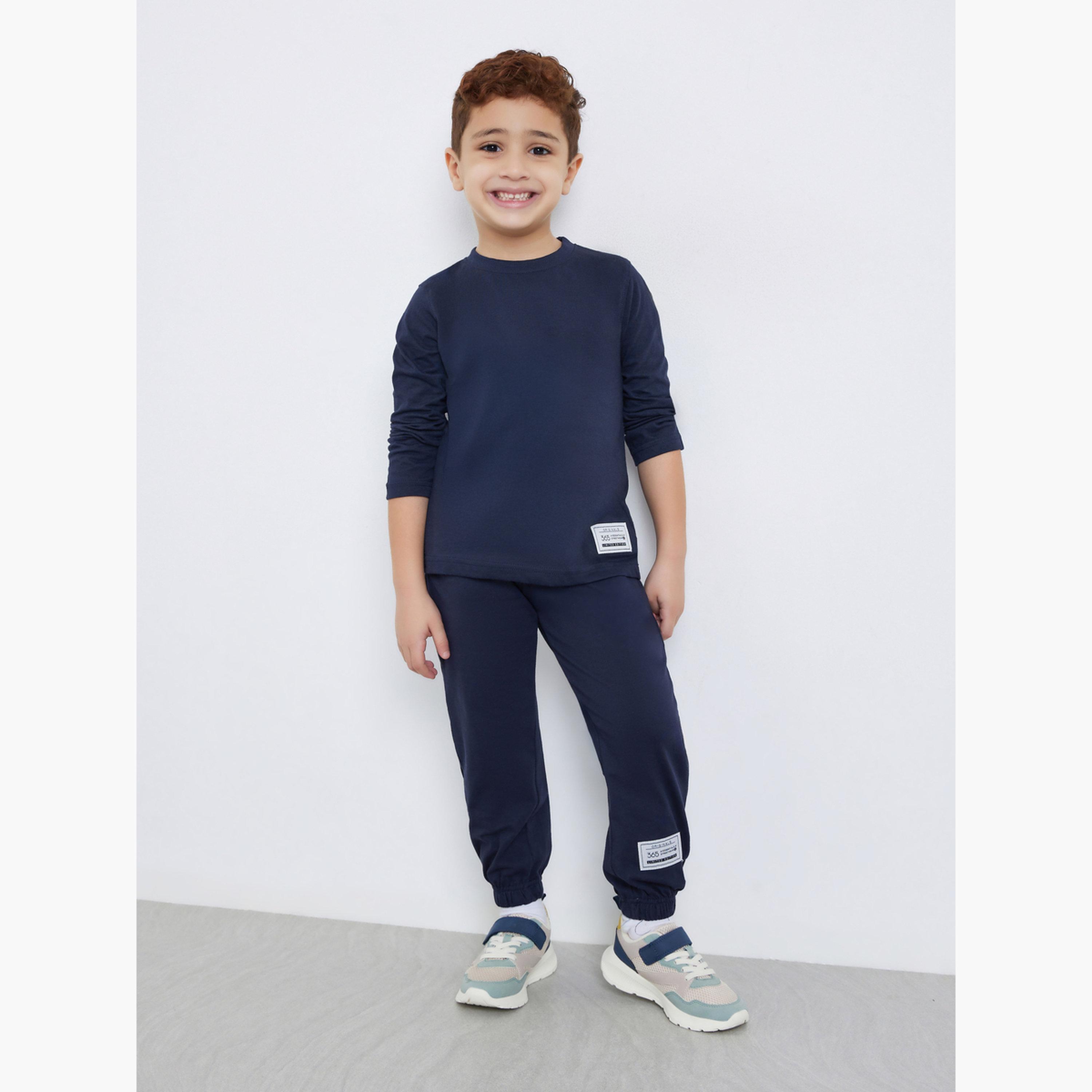 Styli Boys Navy Long Sleeve T-Shirt and Joggers Set-boys-clothing-setsandcoords-image-1