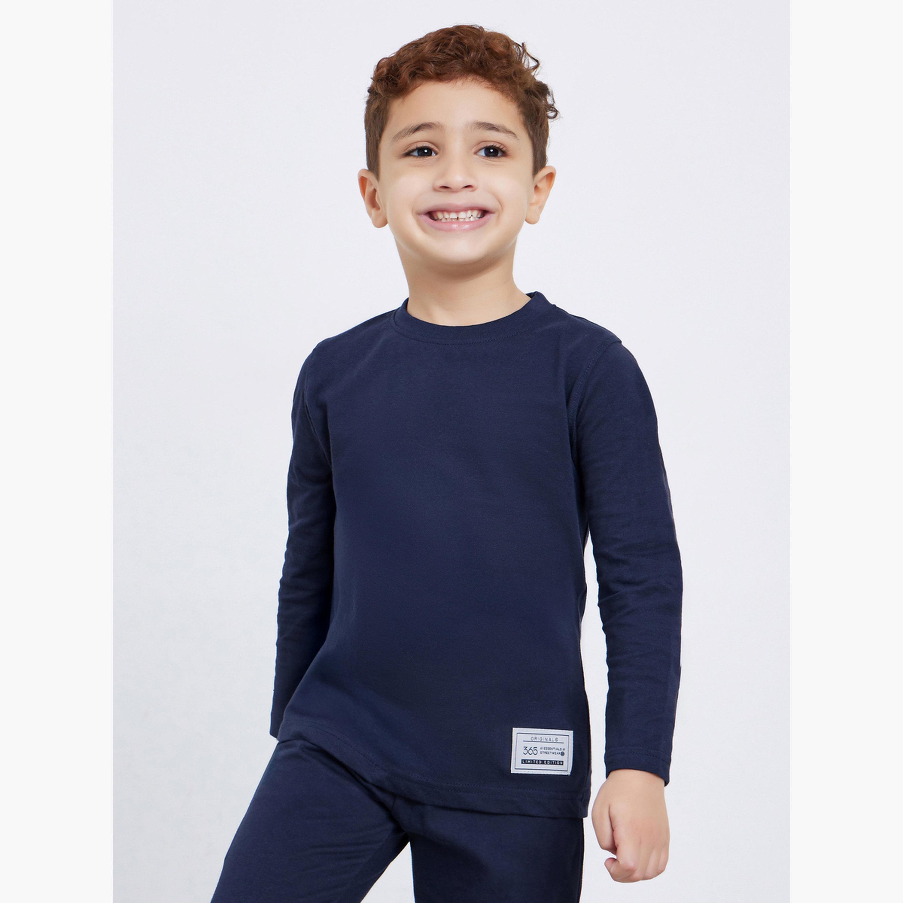Styli Boys Navy Long Sleeve T-Shirt and Joggers Set-boys-clothing-setsandcoords-image-2