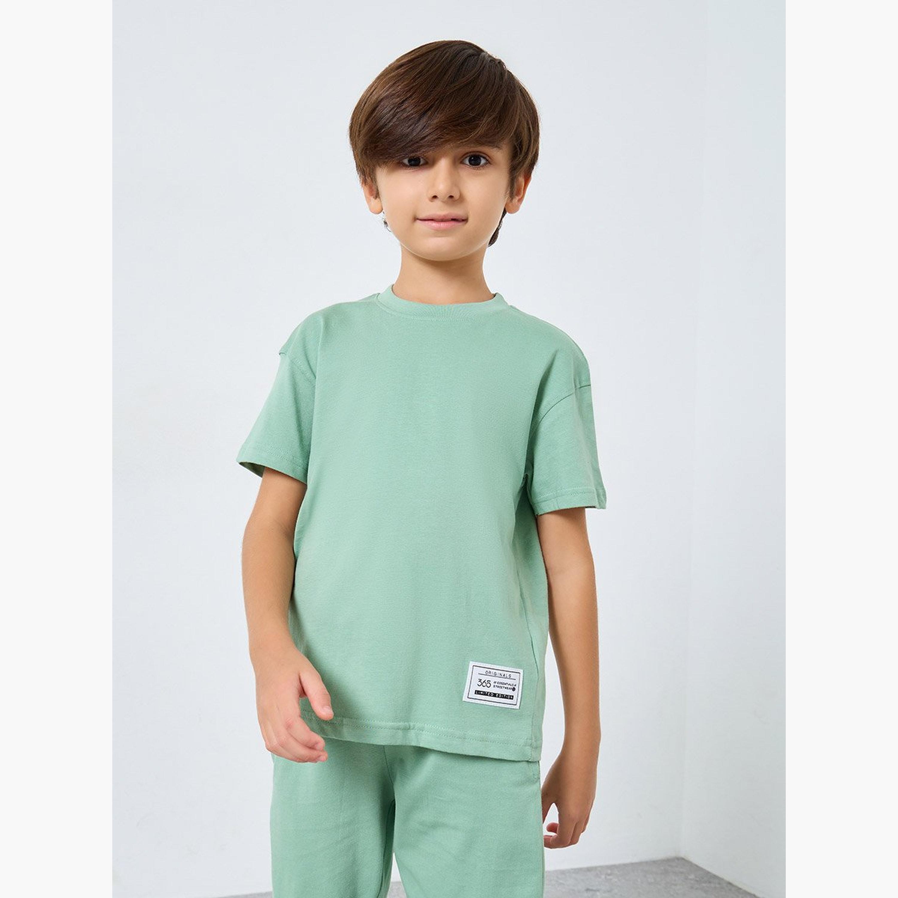 Styli Boys Green Solid T-Shirt and Joggers Set-boys-clothing-setsandcoords-image-2