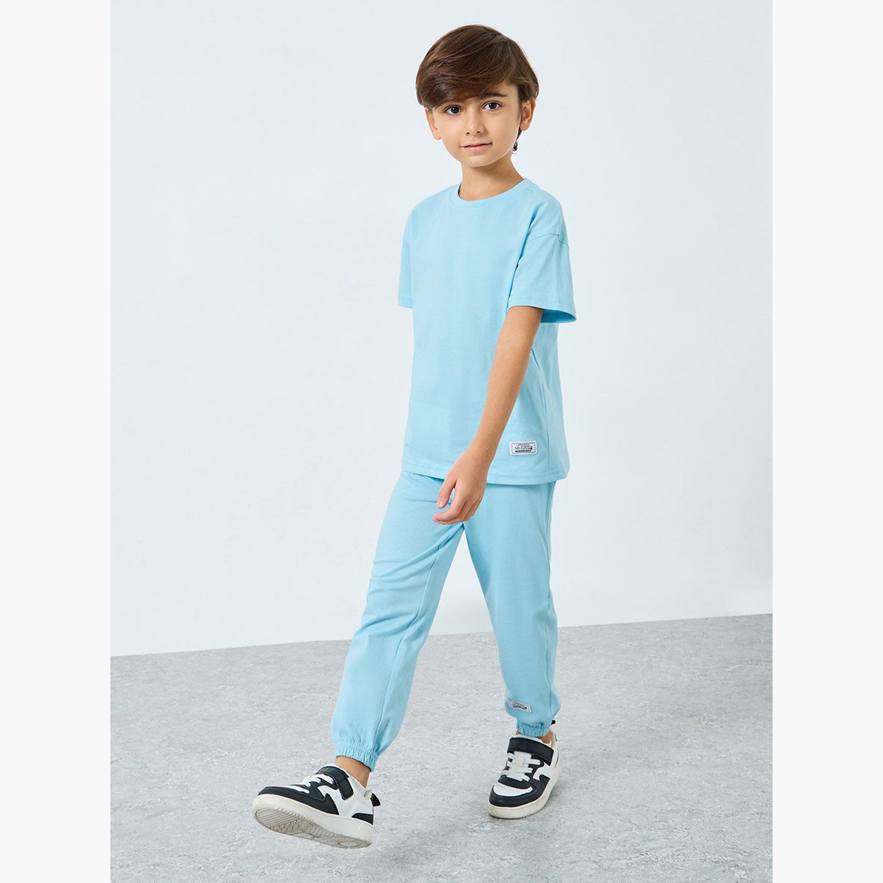 Styli Boys Light Blue Solid T-Shirt and Joggers Set-boys-clothing-setsandcoords-image-1