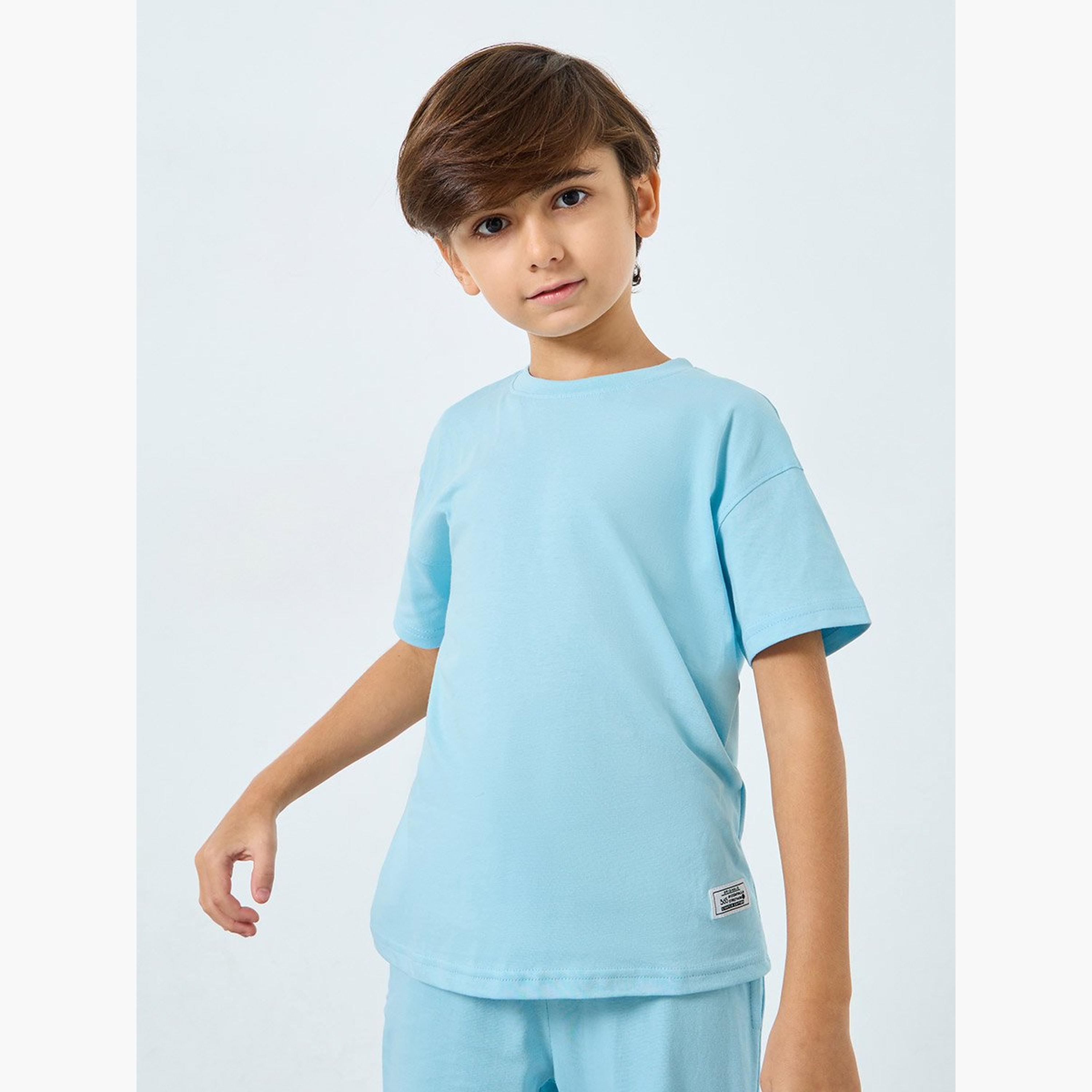 Styli Boys Light Blue Solid T-Shirt and Joggers Set-boys-clothing-setsandcoords-image-2
