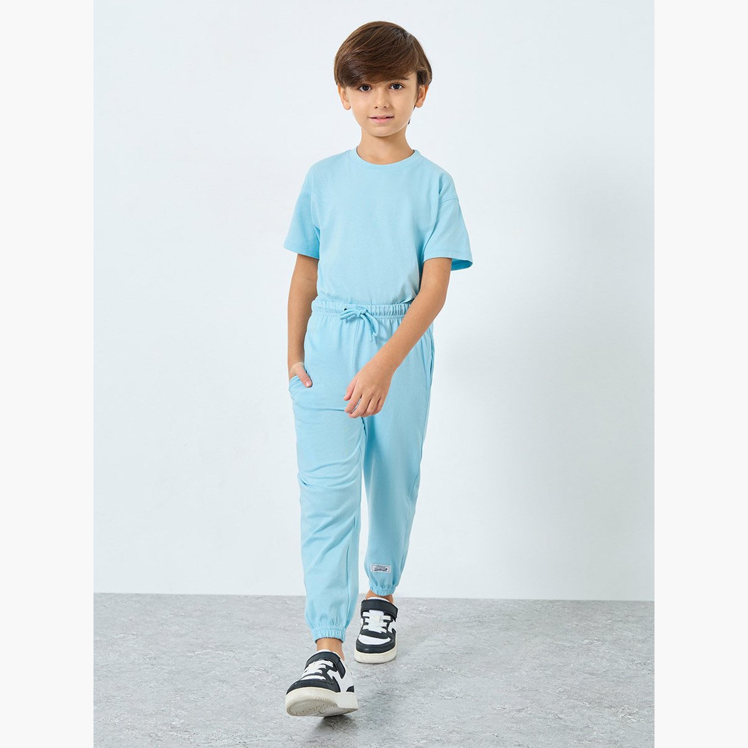 Styli Boys Light Blue Solid T-Shirt and Joggers Set-boys-clothing-setsandcoords-image-3