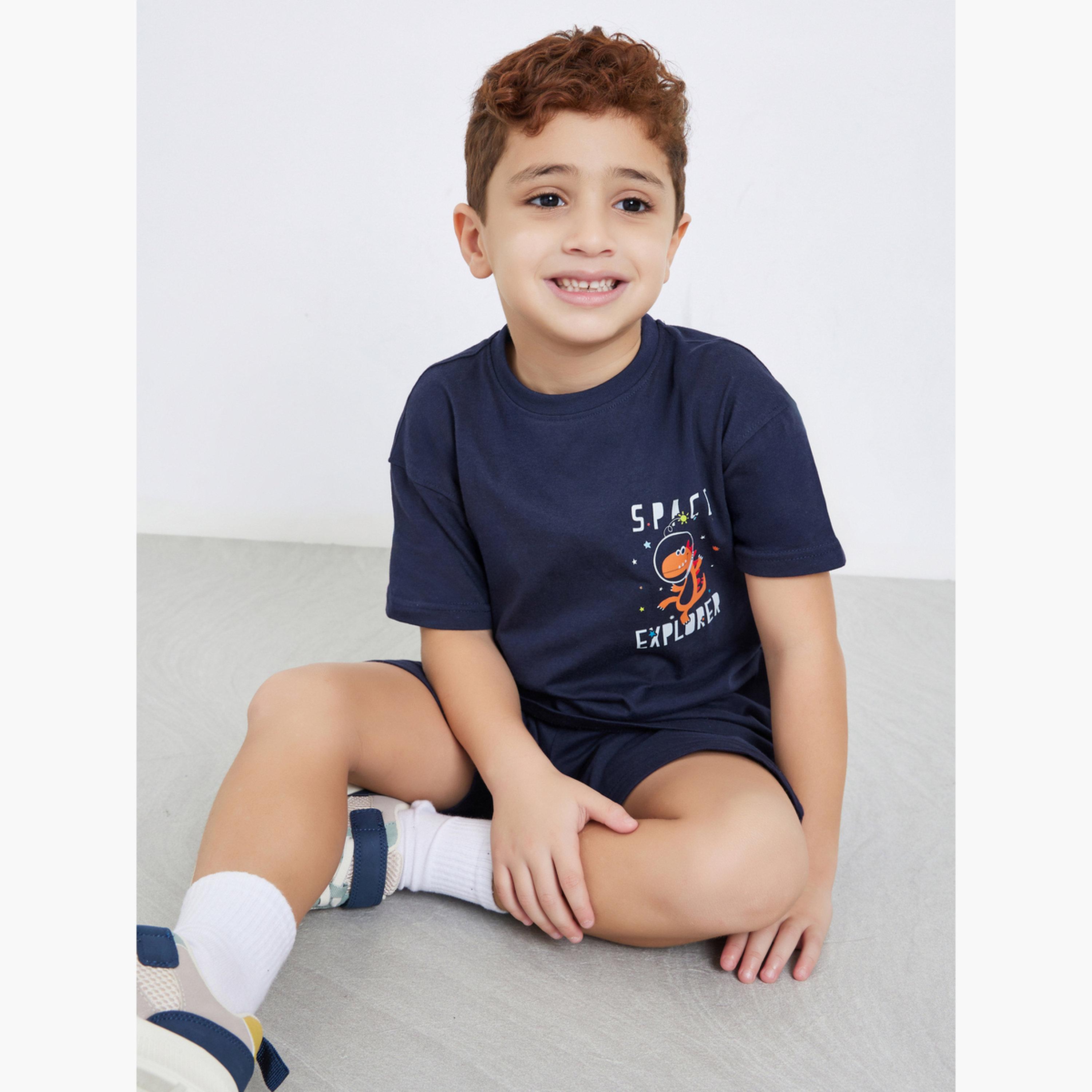 Styli Boys Graphic Print T-Shirt and Shorts Set-boys-clothing-setsandcoords-image-2