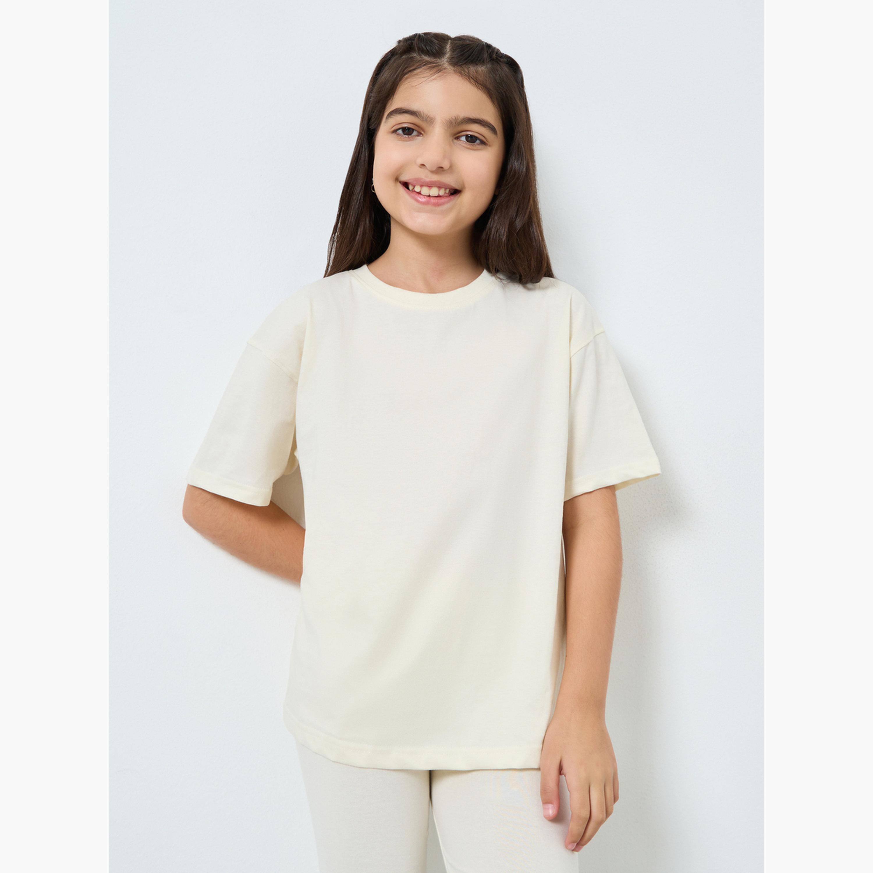 Styli Slogan Print Oversized T-Shirt and Leggings Set-girls-clothing-setsandcoords-image-3