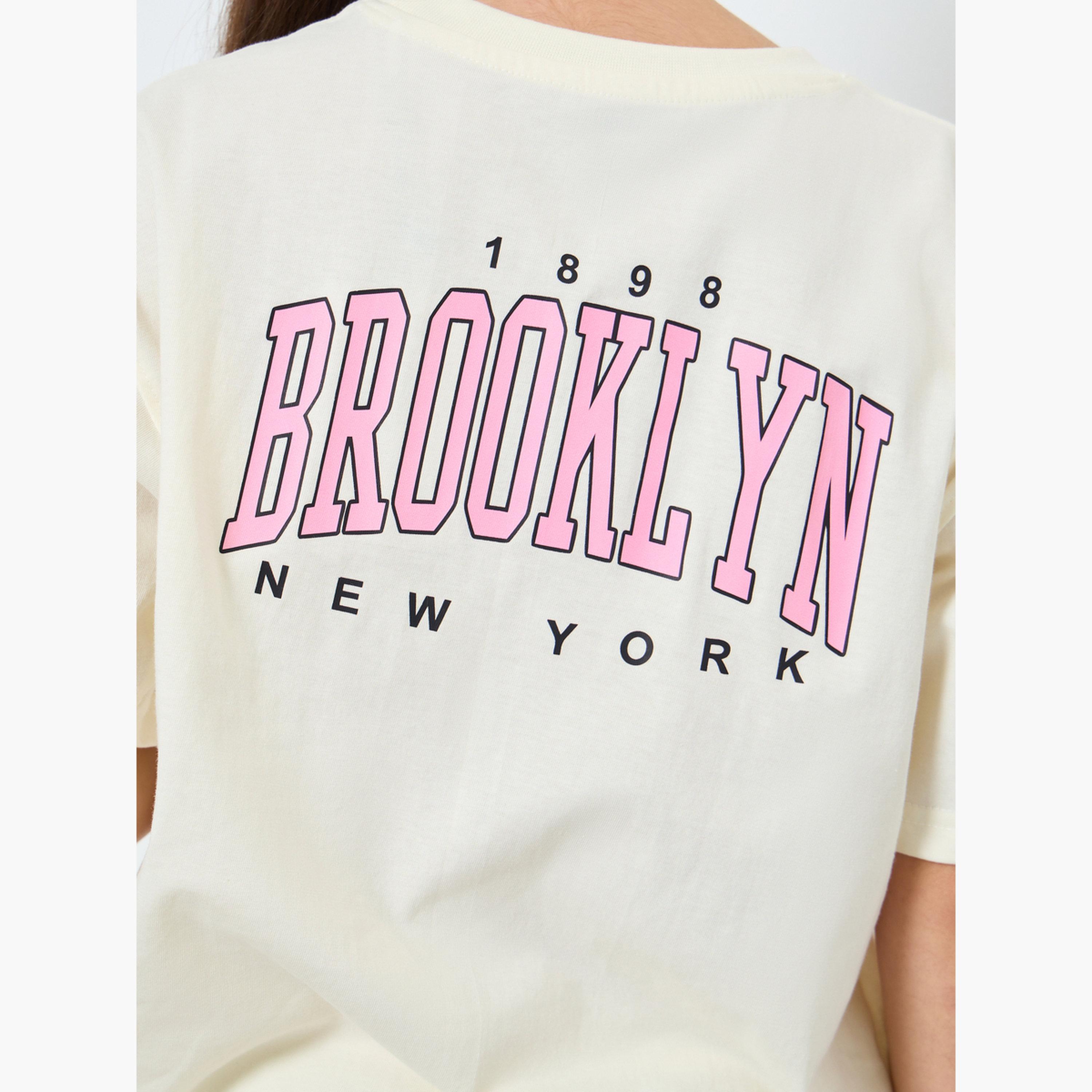 Styli Slogan Print Oversized T-Shirt and Leggings Set-girls-clothing-setsandcoords-image-4