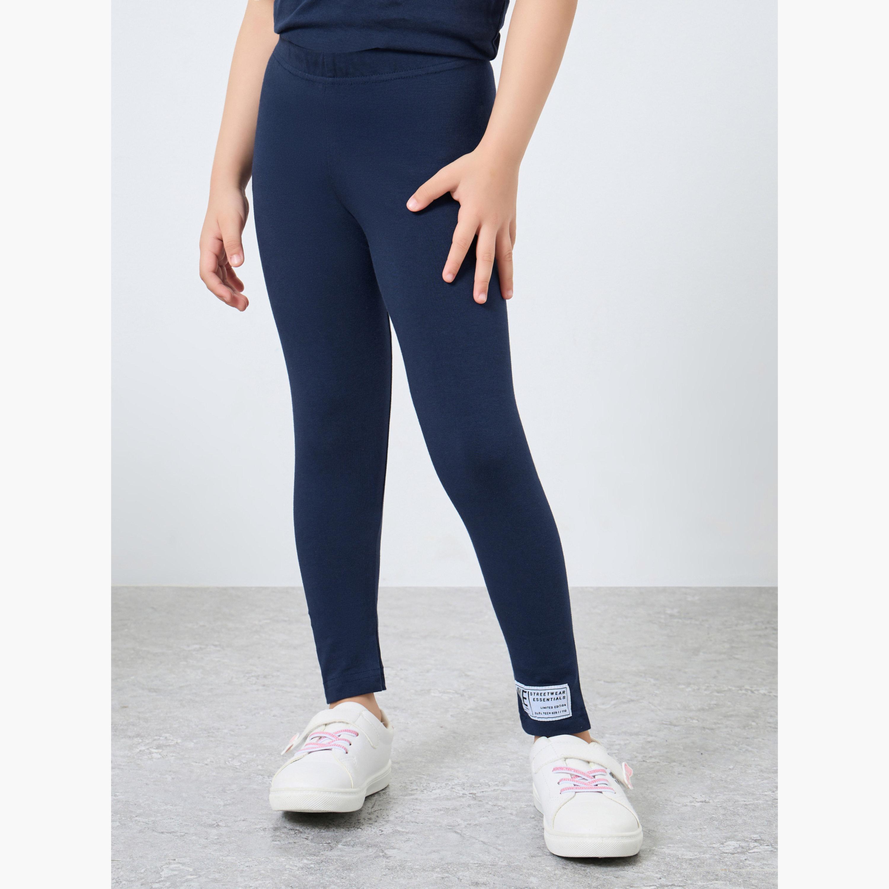 Styli Girls Navy Blue Oversized T-Shirt and Legging Set-girls-clothing-setsandcoords-image-5