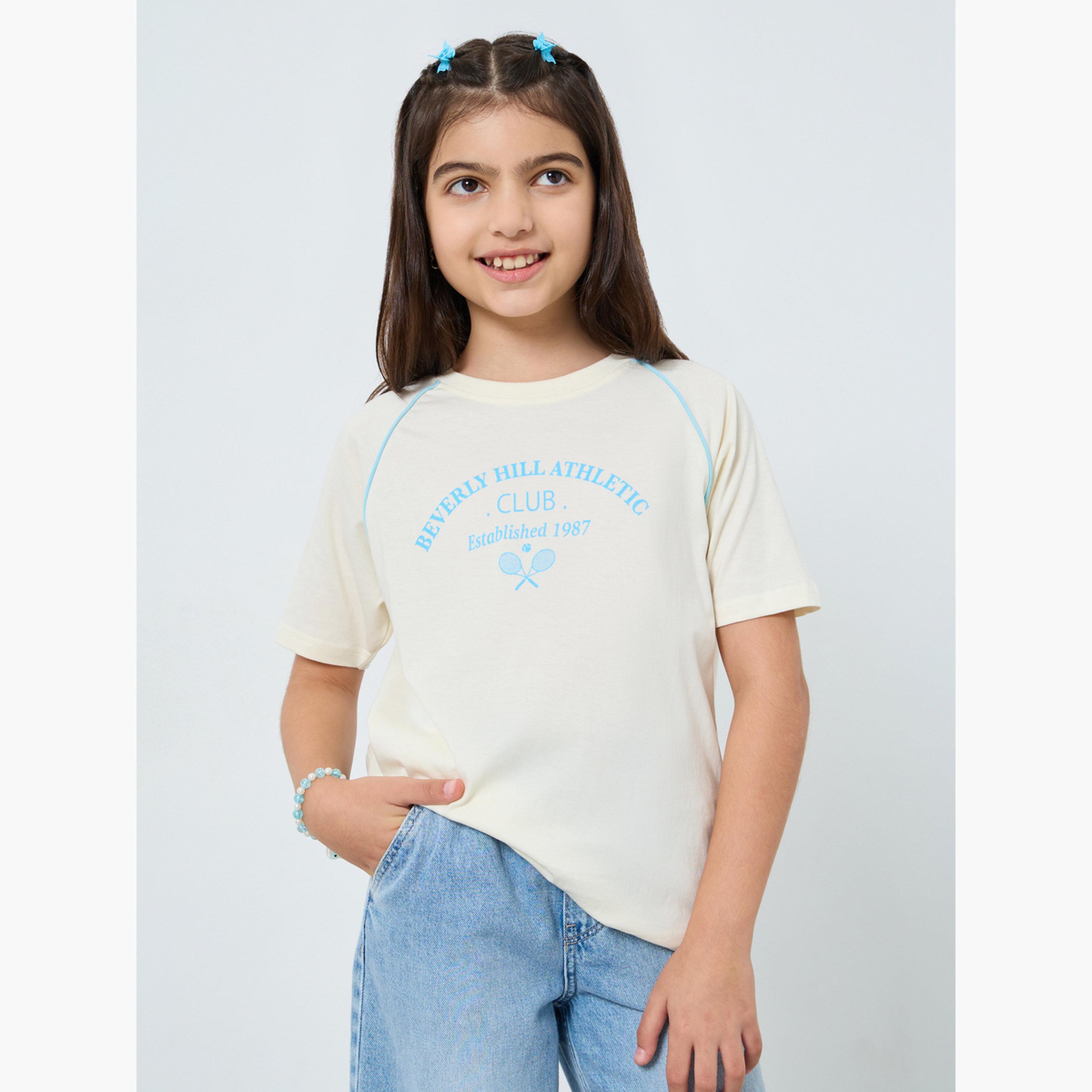Styli Teens Off White Raglan Sleeve T-Shirt-girls-clothing-tshirts-image-1