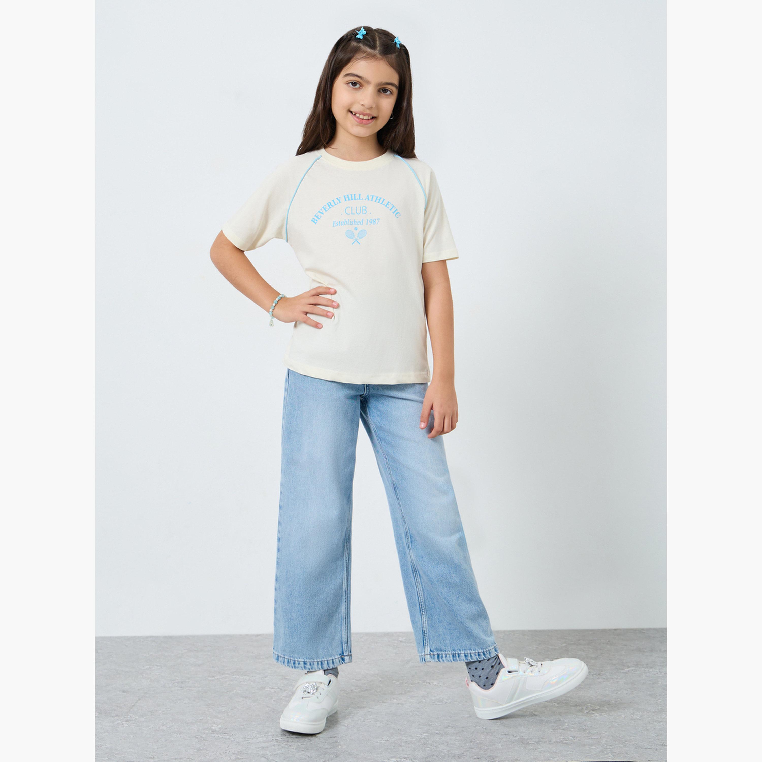 Styli Teens Off White Raglan Sleeve T-Shirt-girls-clothing-tshirts-image-2