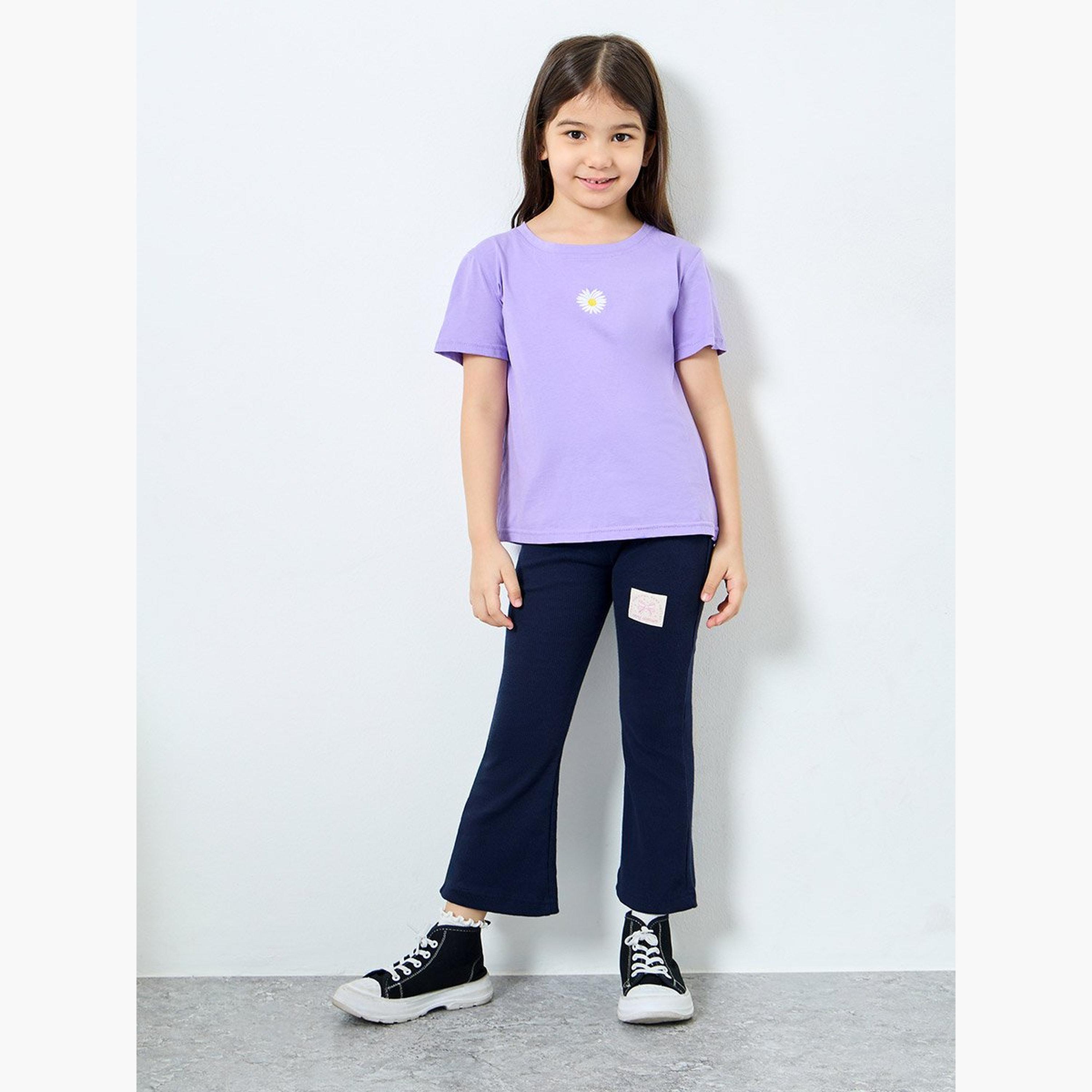 ليقنز بتفاصيل مُضلعة مع شارة-girls-clothing-bottoms-leggings-image-2
