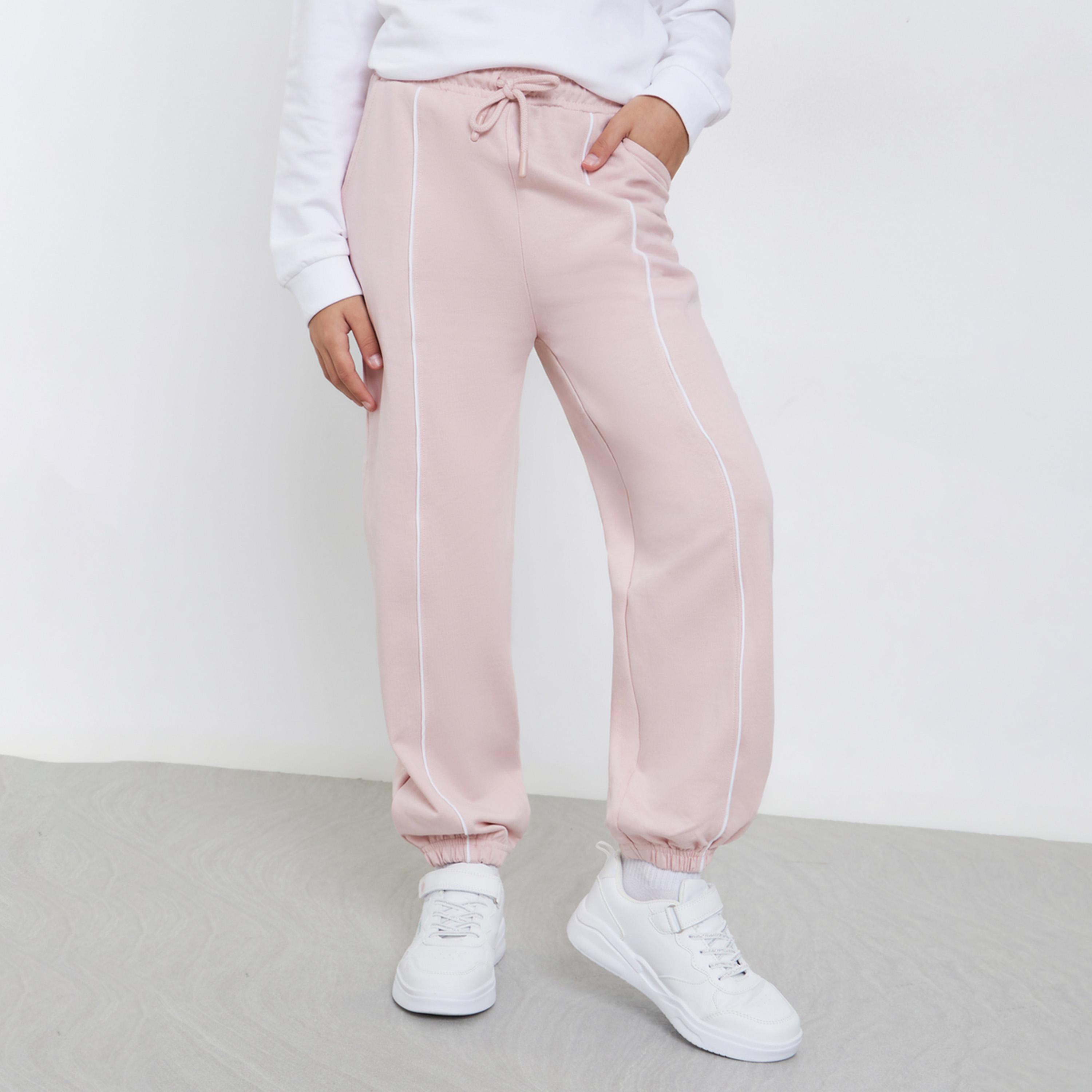 ستايلي - بنطال رياضي وردي فاتح بفتحات أمامية للبنات المراهقات-girls-clothing-bottoms-joggersandtrackpants-image-1