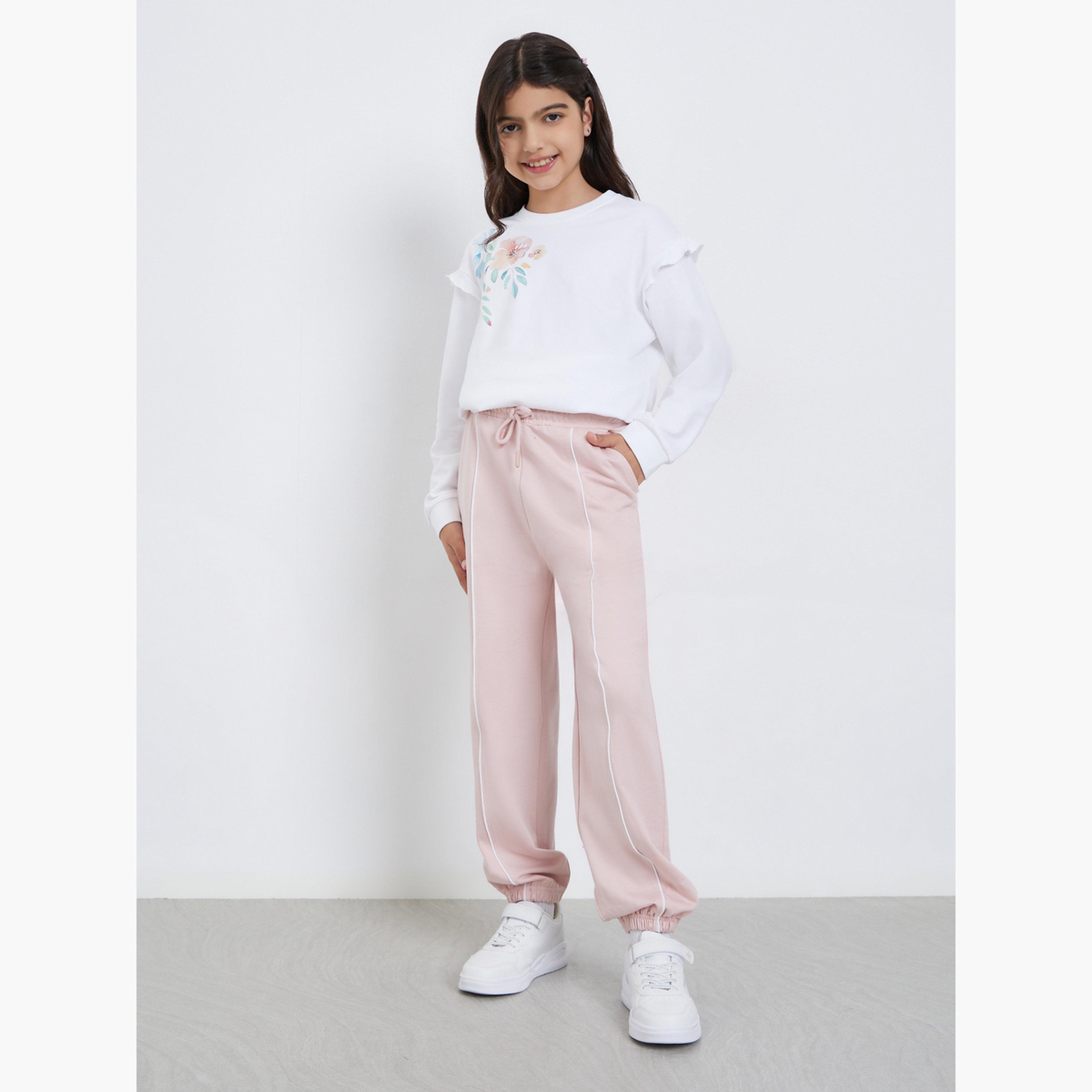 ستايلي - بنطال رياضي وردي فاتح بفتحات أمامية للبنات المراهقات-girls-clothing-bottoms-joggersandtrackpants-image-2
