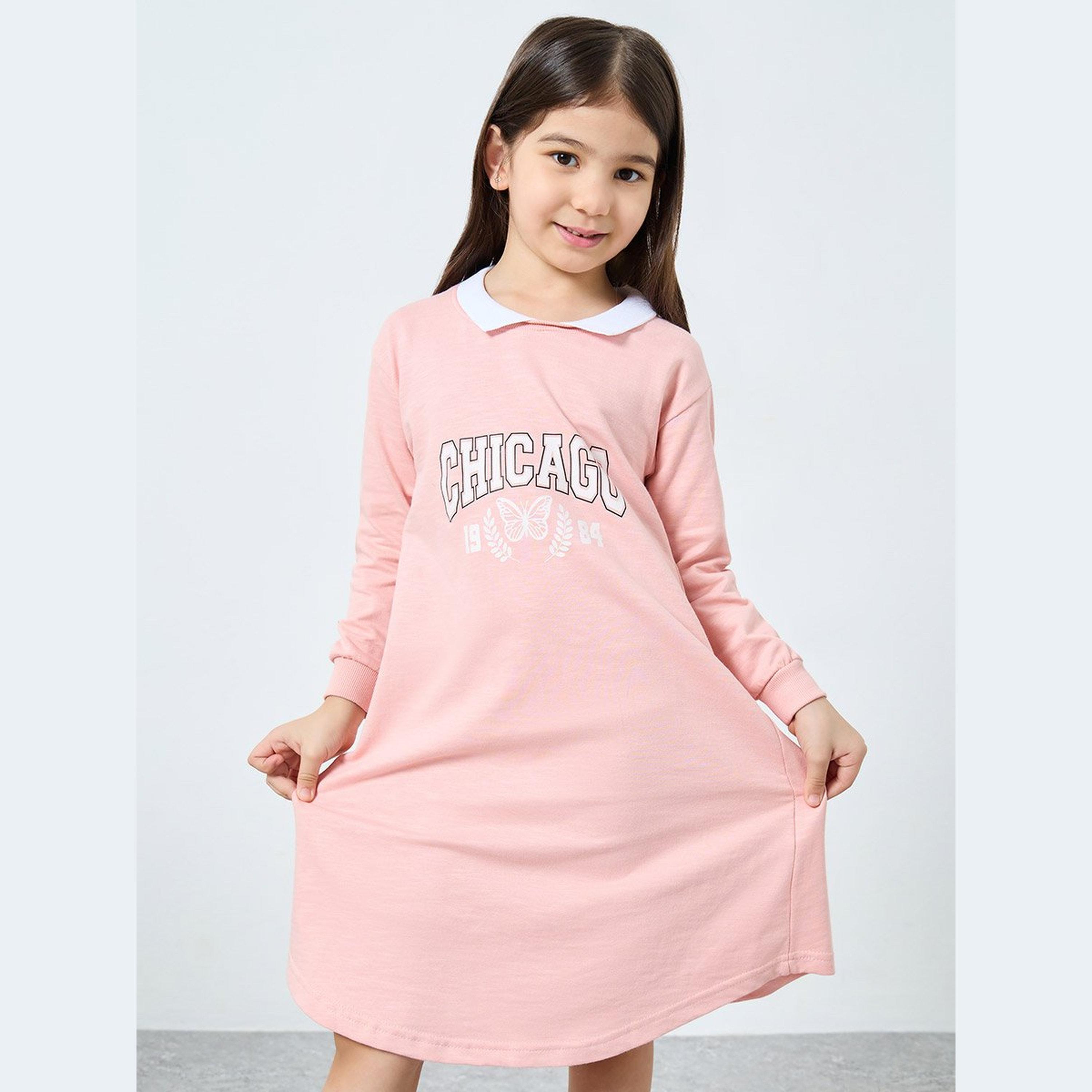 فستان قصير بحافة واسعة وطبعة زهور-girls-clothing-dressesandjumpsuits-image-2
