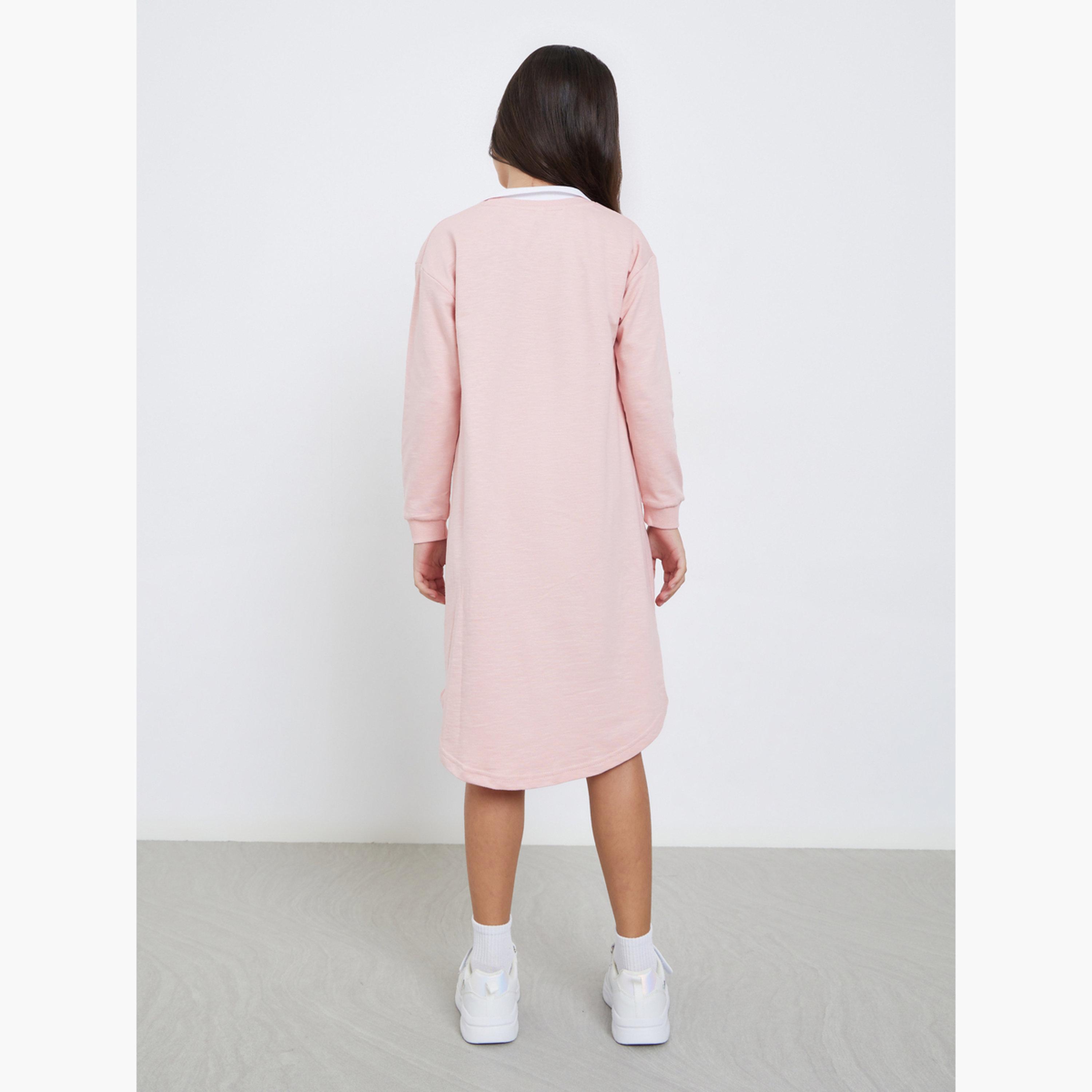 ستايلي - فستان قميصي وردي بطبعة شيكاغو للفتيات المراهقات-girls-clothing-dressesandjumpsuits-image-4