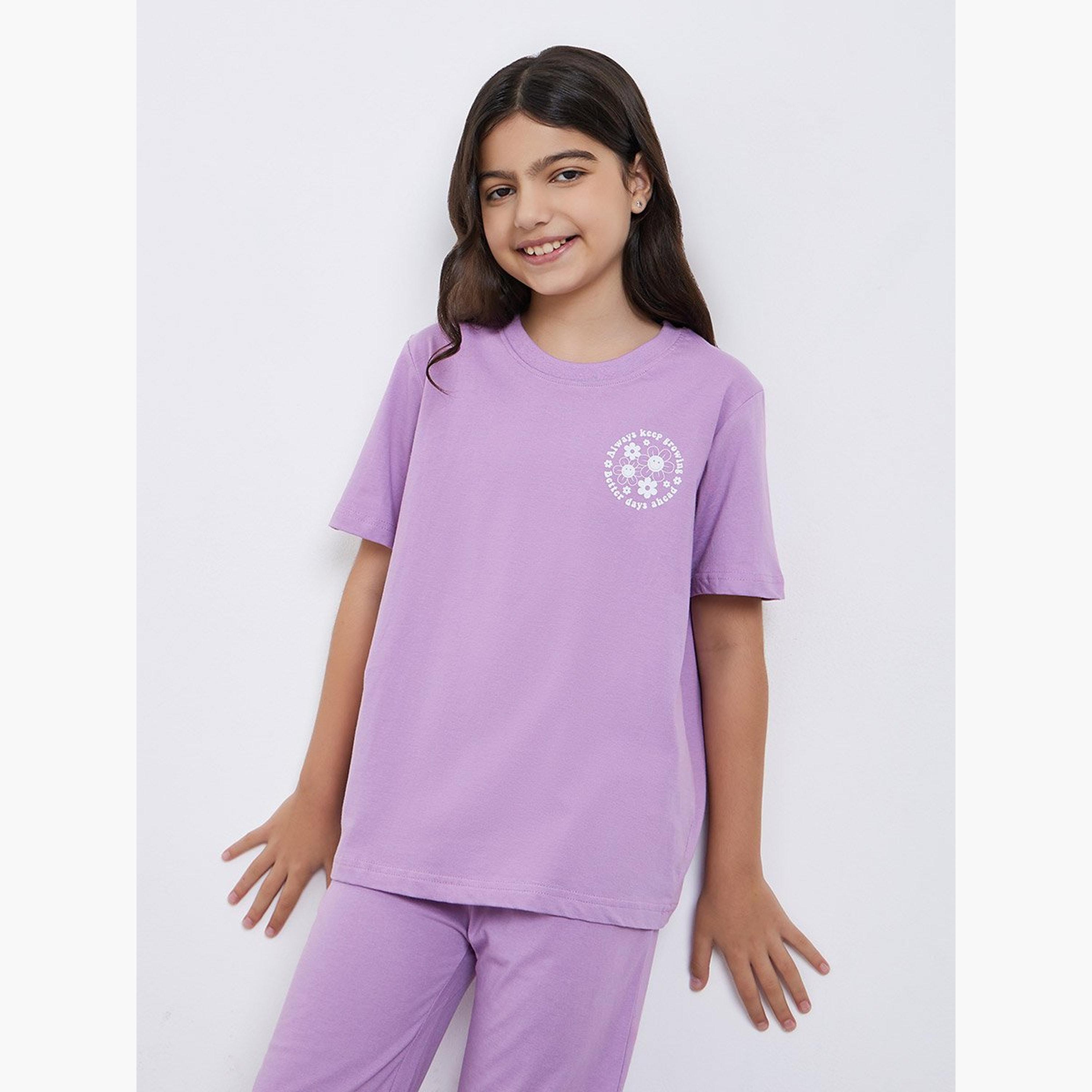 طقم بيجاما من بنطال وتيشيرت قطن-girls-clothing-nightwear-image-2