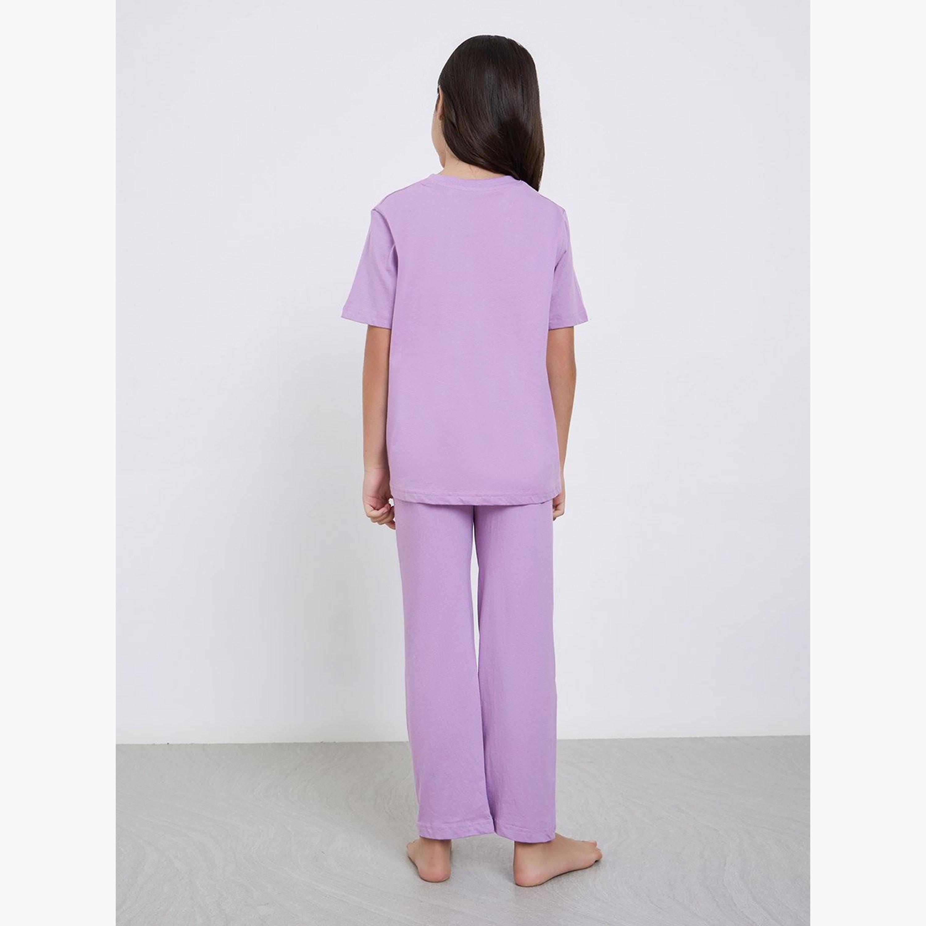 طقم بيجاما من بنطال وتيشيرت قطن-girls-clothing-nightwear-image-4