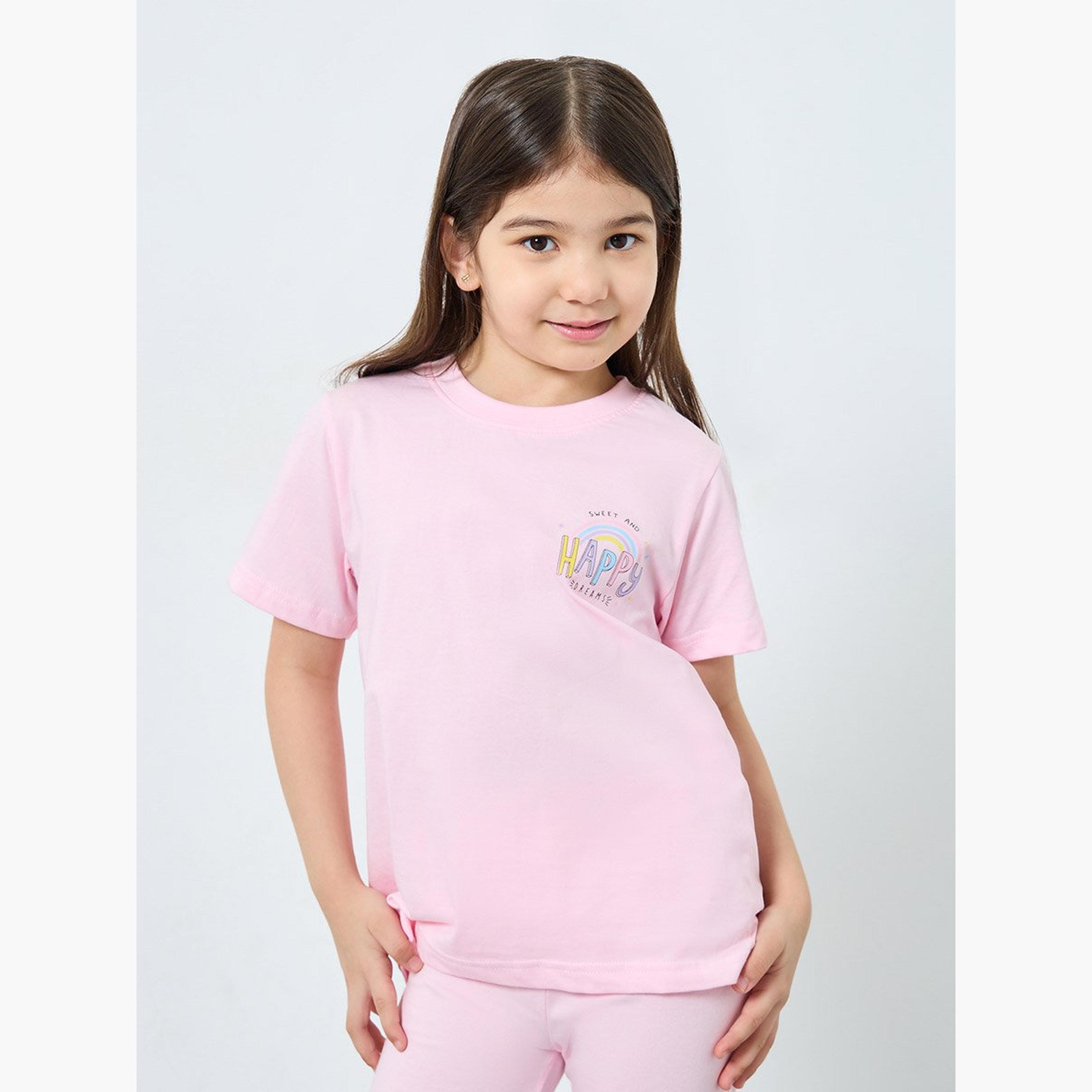 طقم من بنطال بيجاما وتيشيرت قطني-girls-clothing-nightwear-image-2