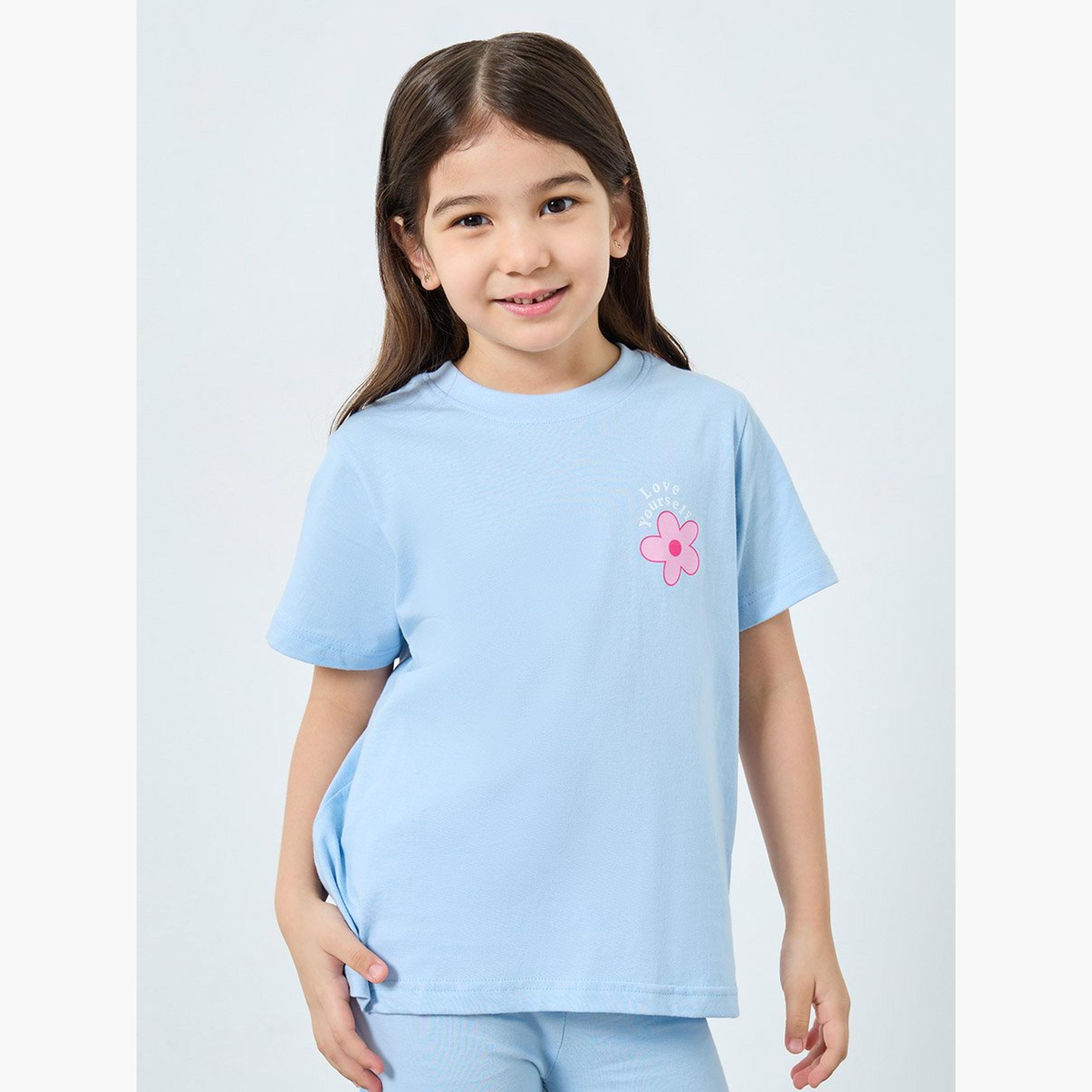 طقم من بنطال بيجاما وتيشيرت قطني-girls-clothing-nightwear-image-2