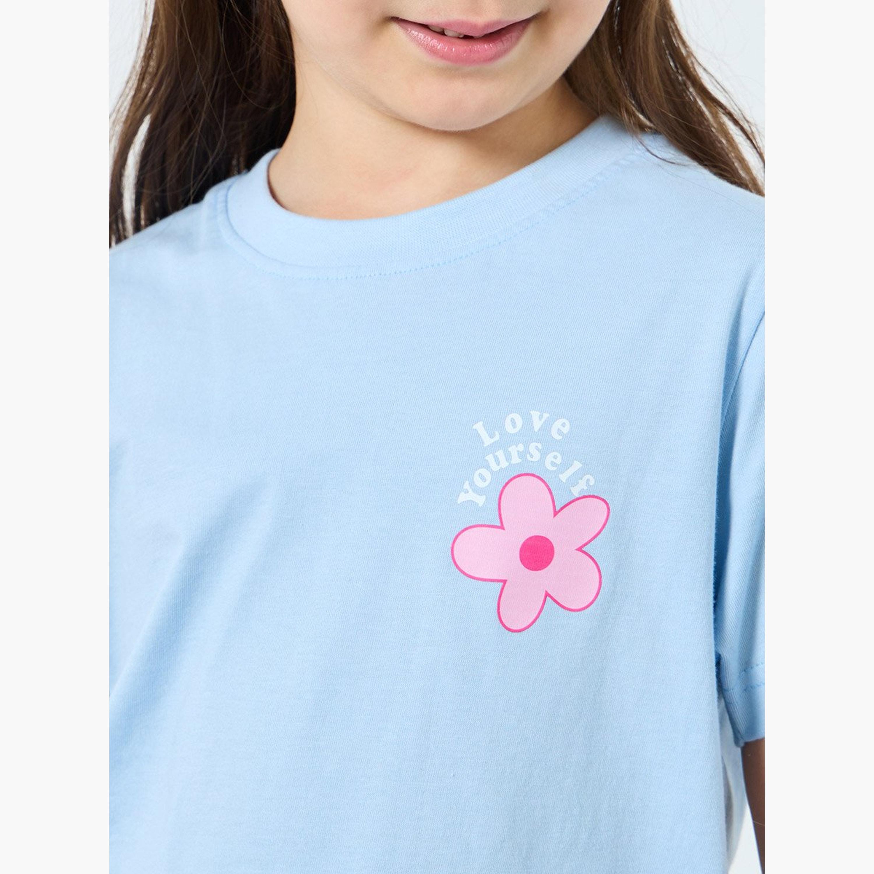 Styli Girls Blue Cotton T-Shirt and Pyjama Set-girls-clothing-nightwear-image-3