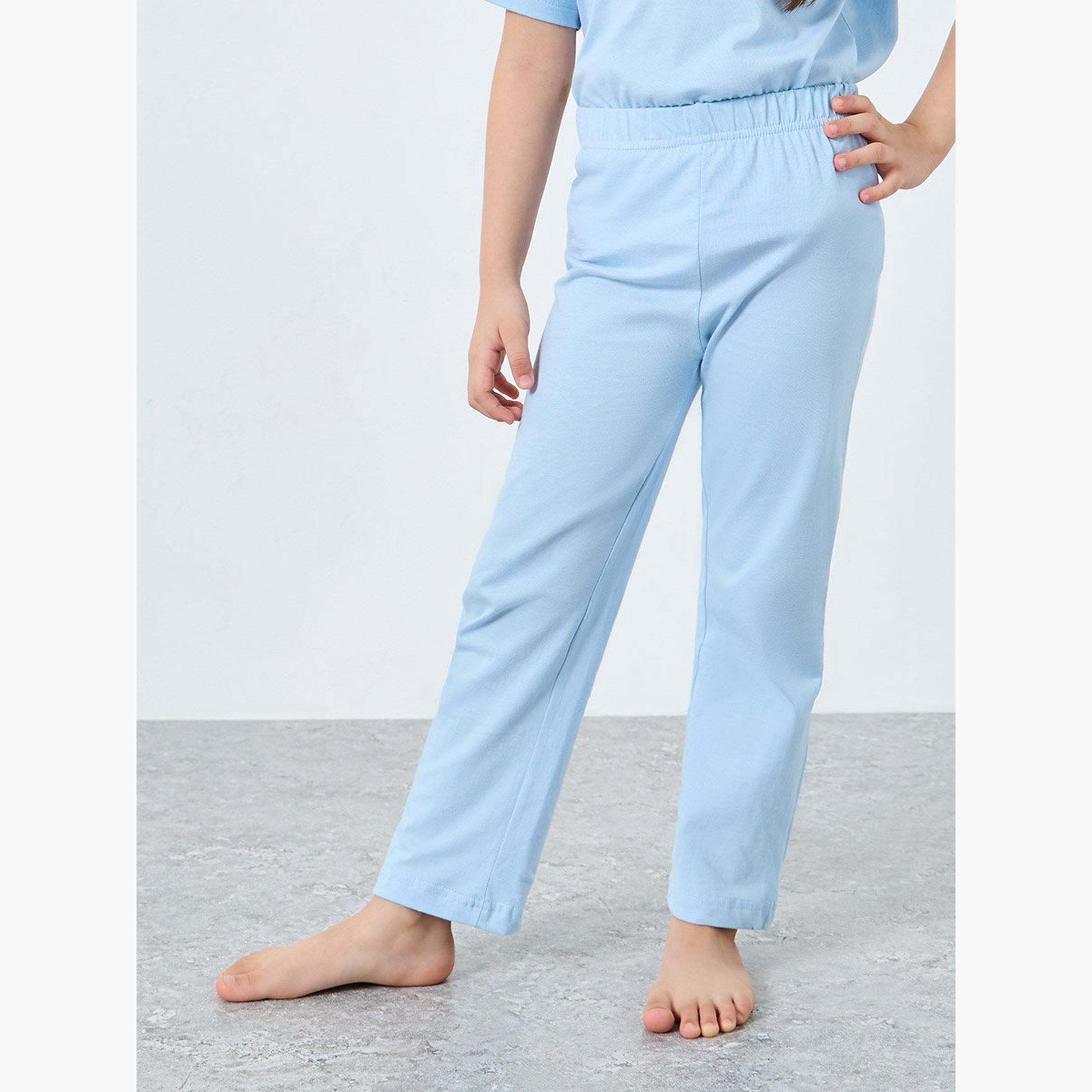 Styli Girls Blue Cotton T-Shirt and Pyjama Set-girls-clothing-nightwear-image-4