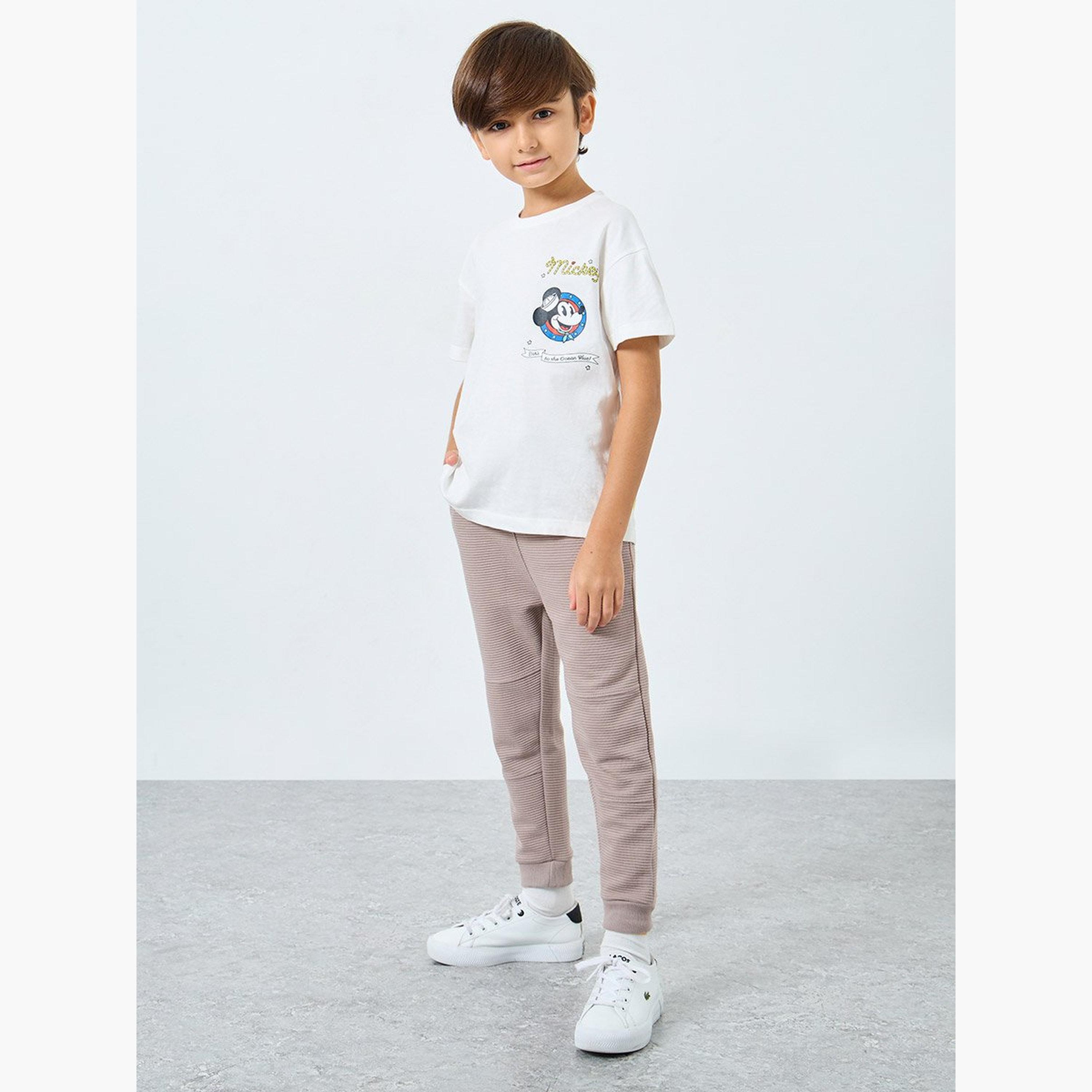 Styli Boys Beige Textured Ottoman Joggers-boys-clothing-bottoms-joggersandtrackpants-image-2