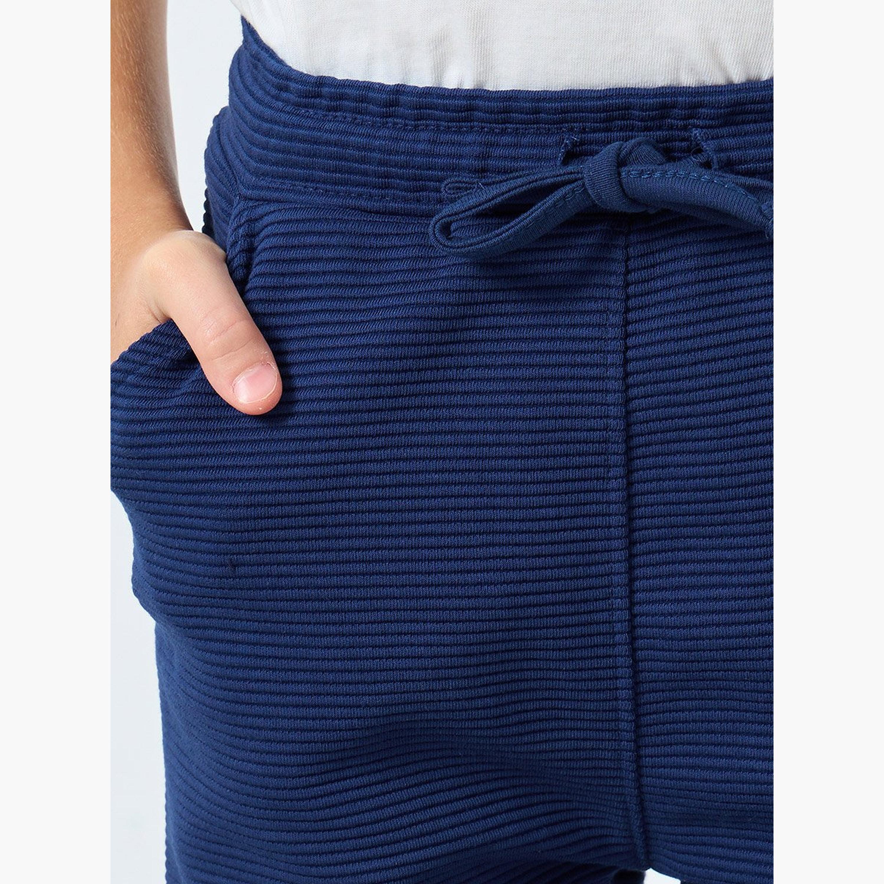 Styli Boys Blue Textured Ottoman Joggers-boys-clothing-bottoms-joggersandtrackpants-image-3