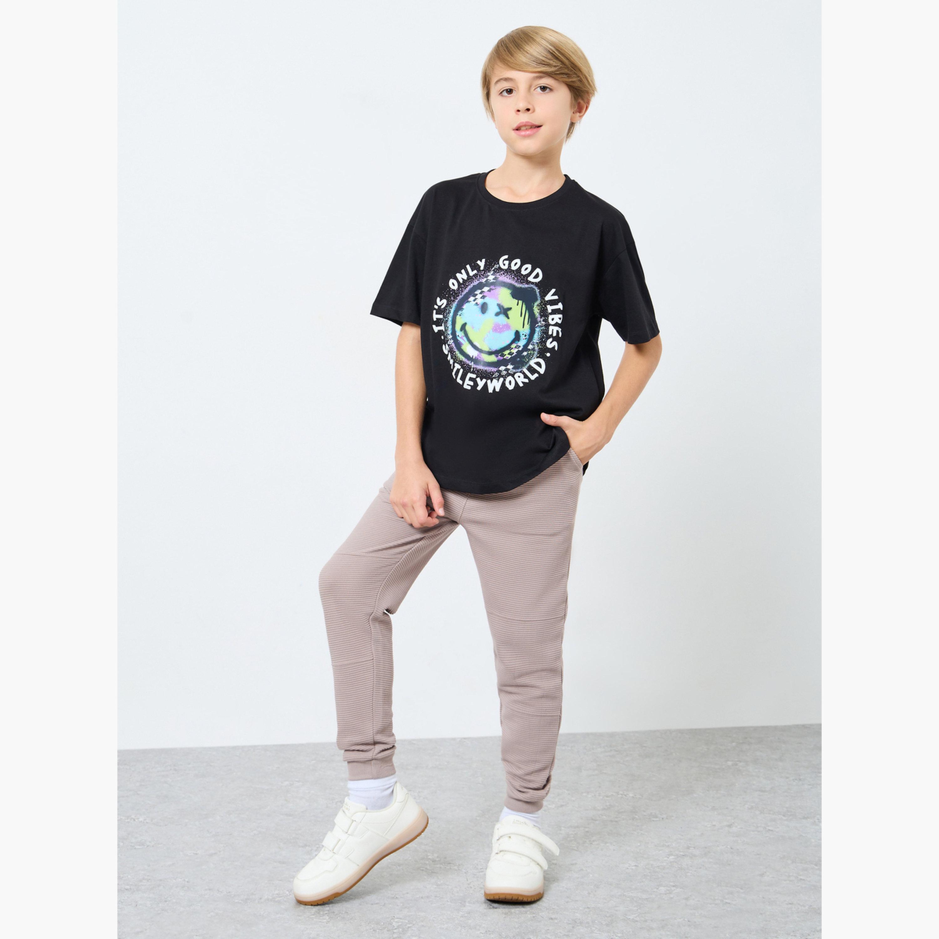 Styli Teens Beige Cotton Knit Ottoman Joggers-boys-clothing-bottoms-joggersandtrackpants-image-2