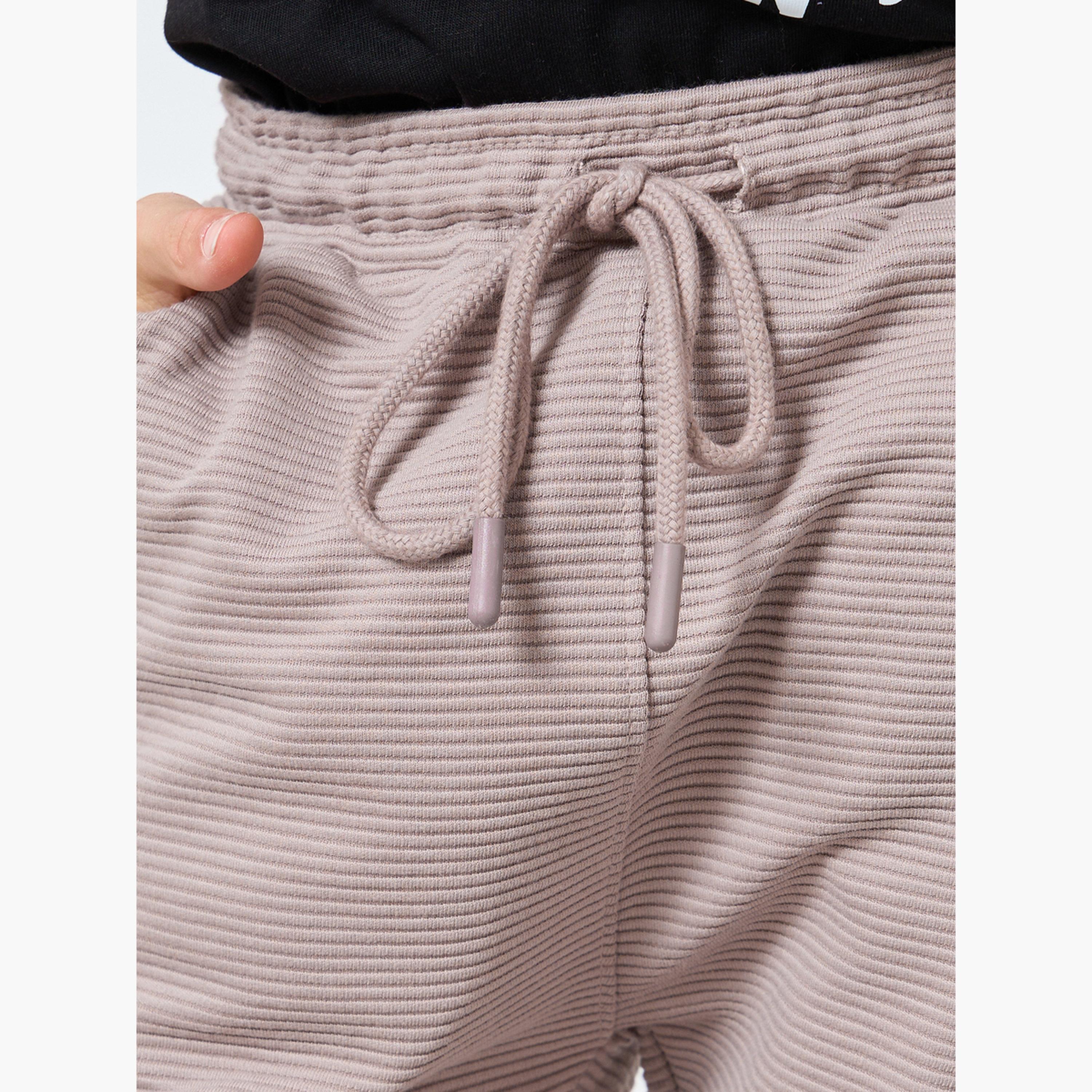 Styli Teens Beige Cotton Knit Ottoman Joggers-boys-clothing-bottoms-joggersandtrackpants-image-4