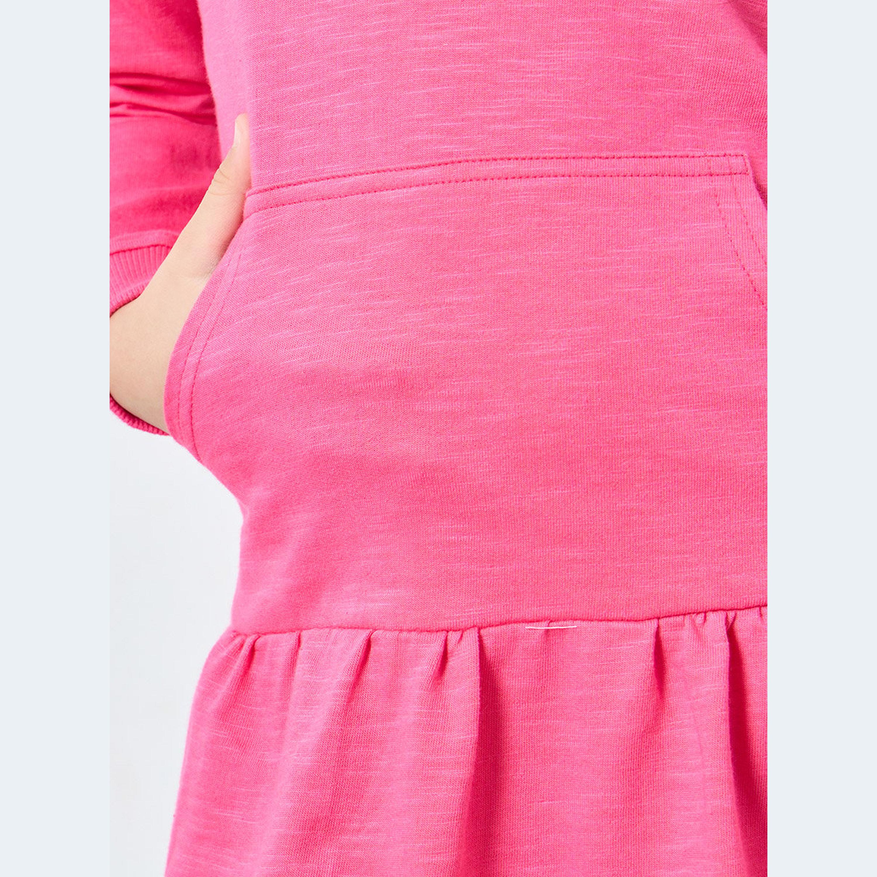 Styli Girls Pink Hooded Dress with Front Pocket-girls-clothing-dressesandjumpsuits-image-3