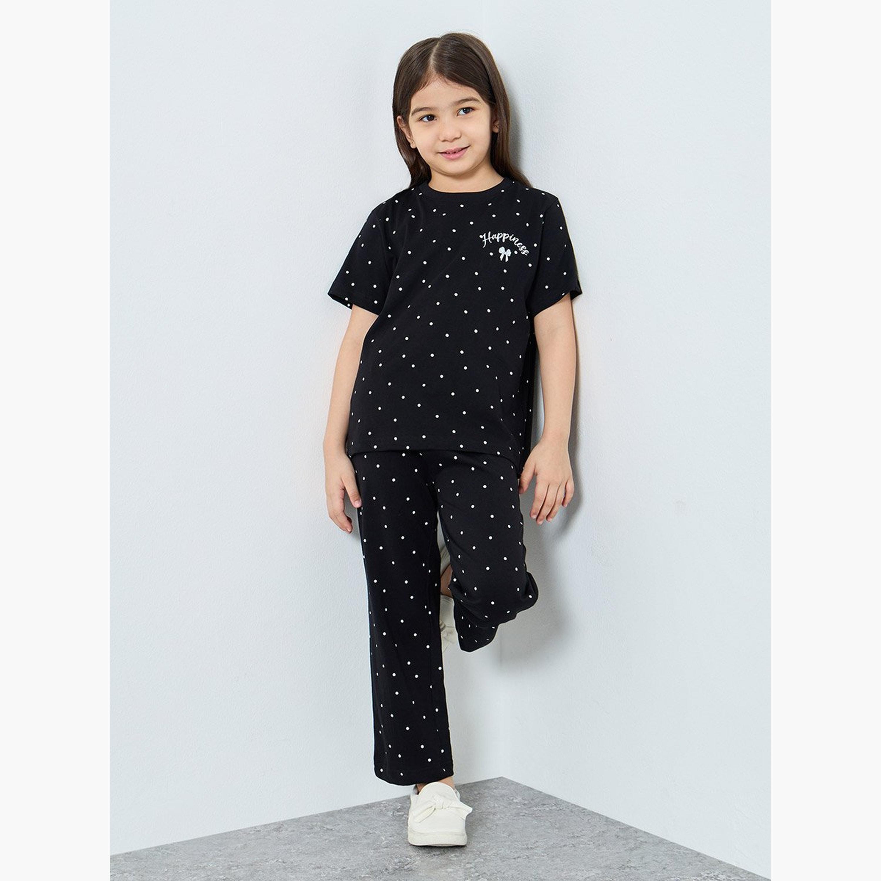 طقم من بنطال وتيشيرت بطبعة نقاط بولكا-girls-clothing-setsandcoords-image-1