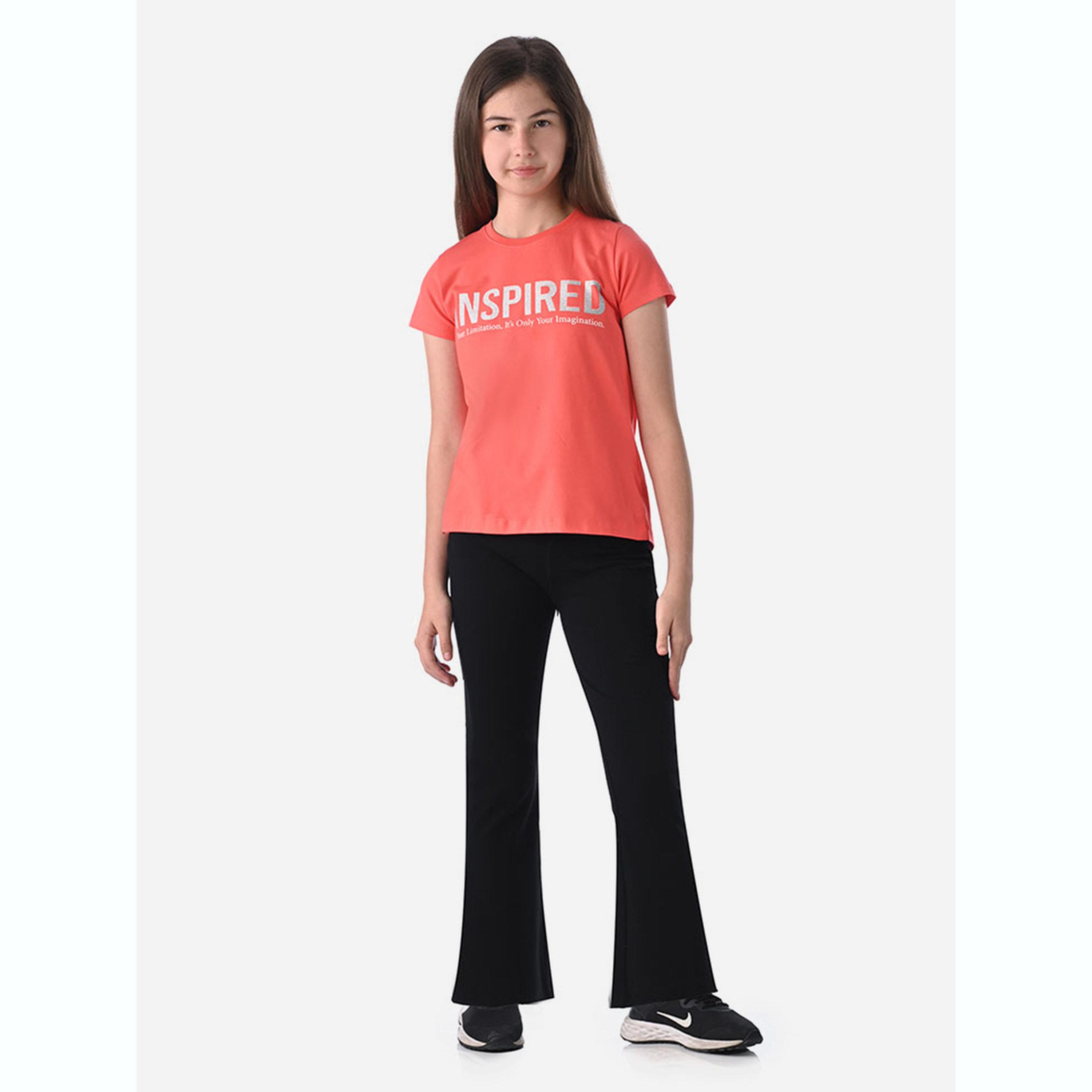 طقم بيجاما من بنطال وتيشيرت بطبعة كتابة-girls-clothing-setsandcoords-image-1