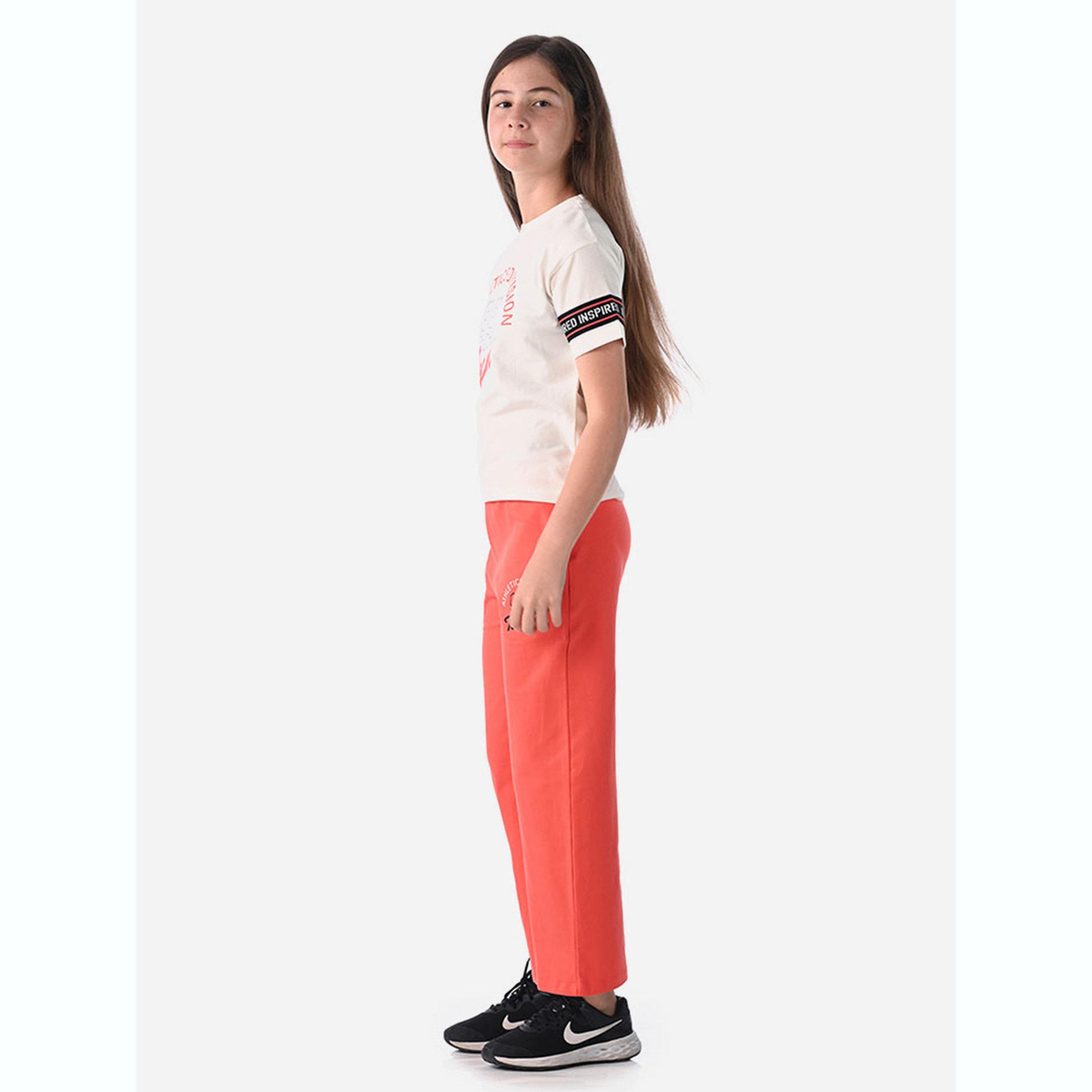 طقم بيجاما من بنطال وتيشيرت بطبعة كتابة-girls-clothing-setsandcoords-image-3