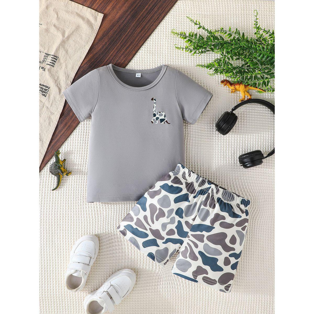 Styli Graphic Print Round Neck T-Shirt and Shorts Set-boys-clothing-setsandcoords-image-1
