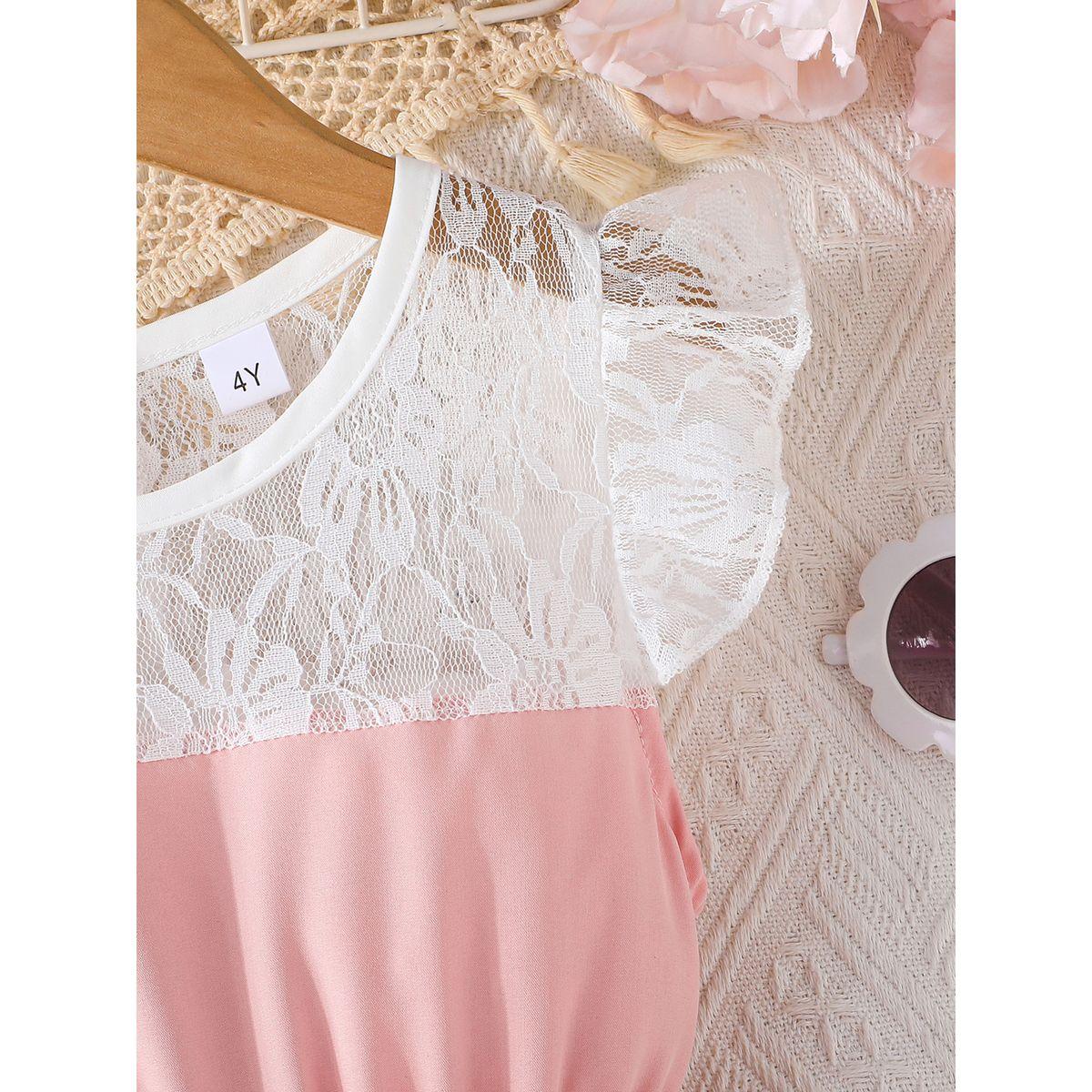 Styli Lace Insert Pleated Dress with Bow Detail-girls-clothing-dressesandjumpsuits-image-3