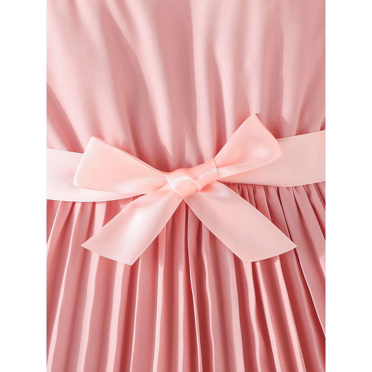 Styli Lace Insert Pleated Dress with Bow Detail-girls-clothing-dressesandjumpsuits-image-4