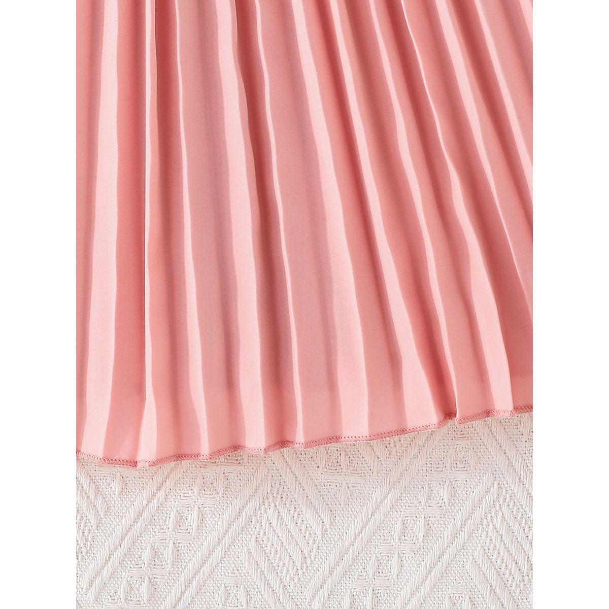 Styli Lace Insert Pleated Dress with Bow Detail-girls-clothing-dressesandjumpsuits-image-5