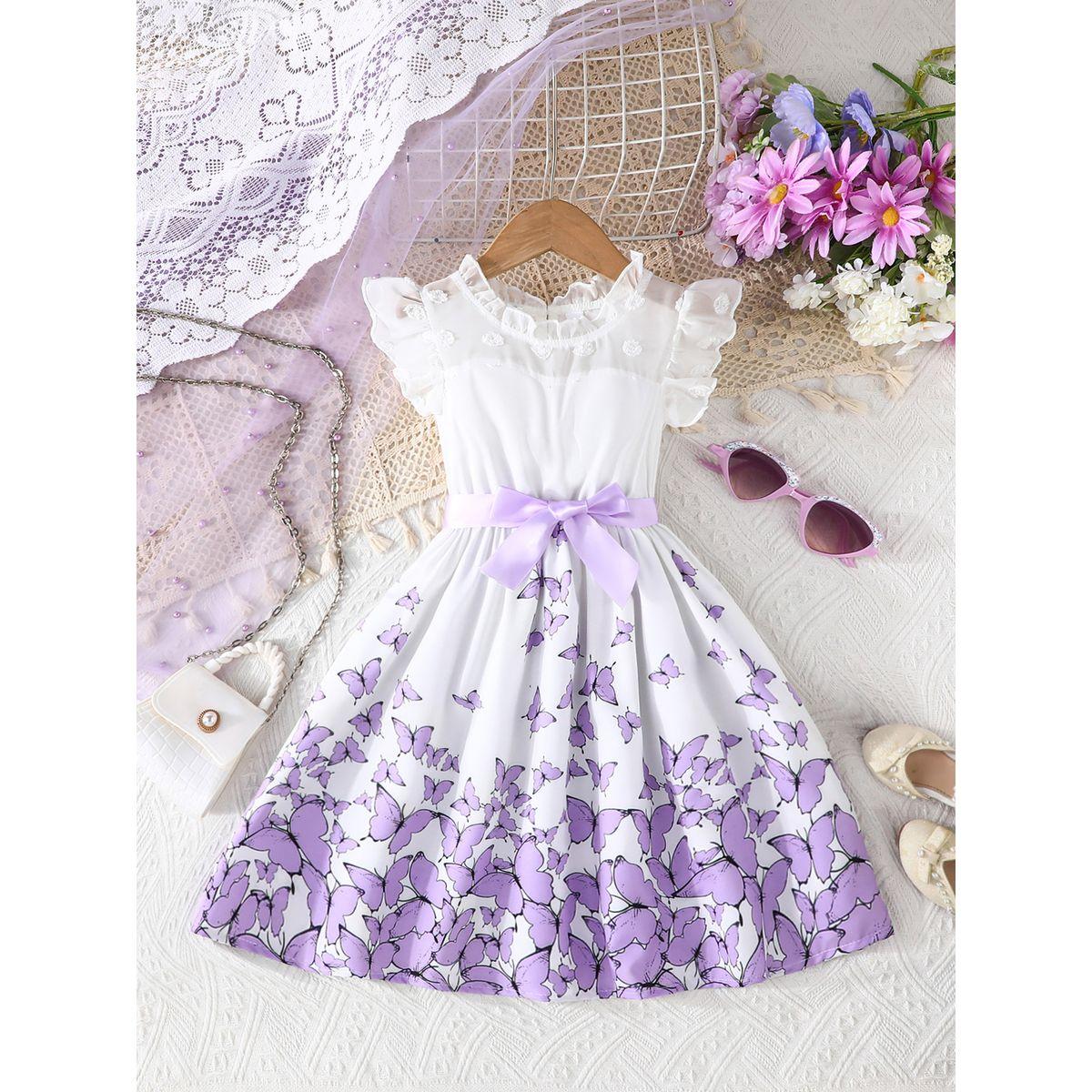 Styli Butterfly Graphic Print Bow Detail Dress-girls-clothing-dressesandjumpsuits-image-1