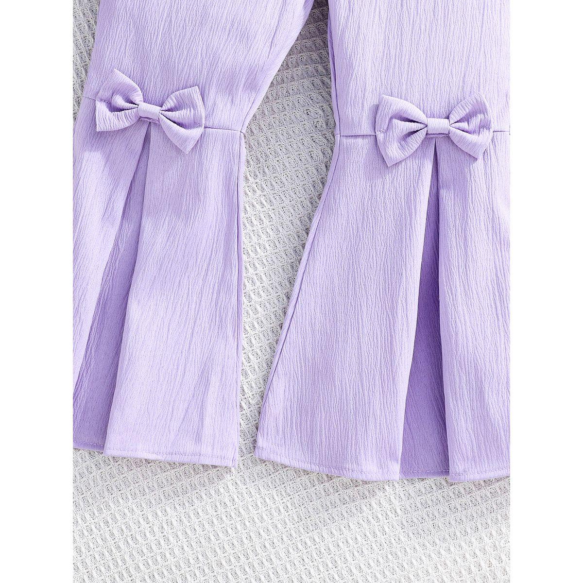 Styli Purple Sleeveless Top and Bow Detail Flared Pants Set-girls-clothing-setsandcoords-image-3