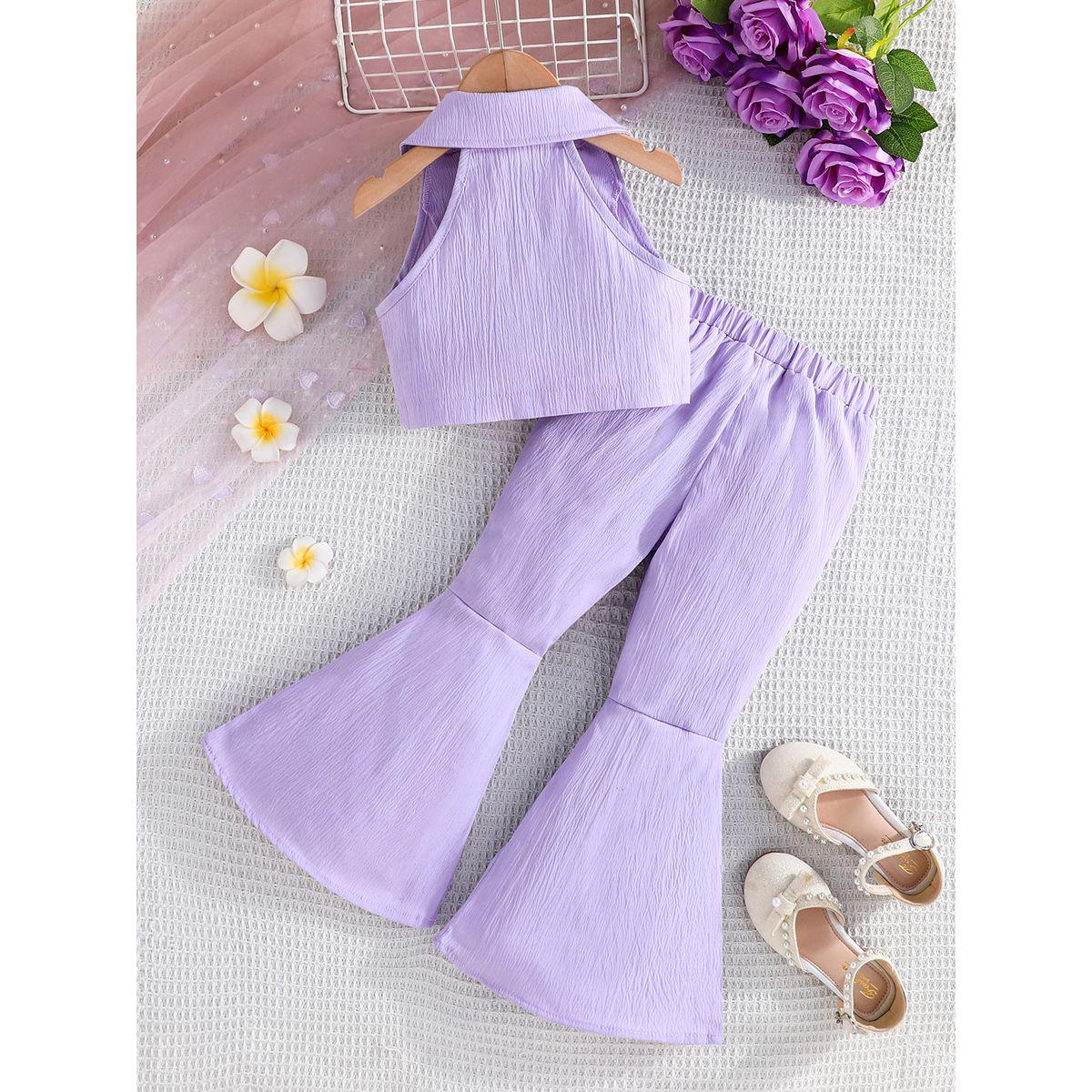 طقم من بنطال وبلوزة بدون أكمام مع فيونكة-girls-clothing-setsandcoords-image-7