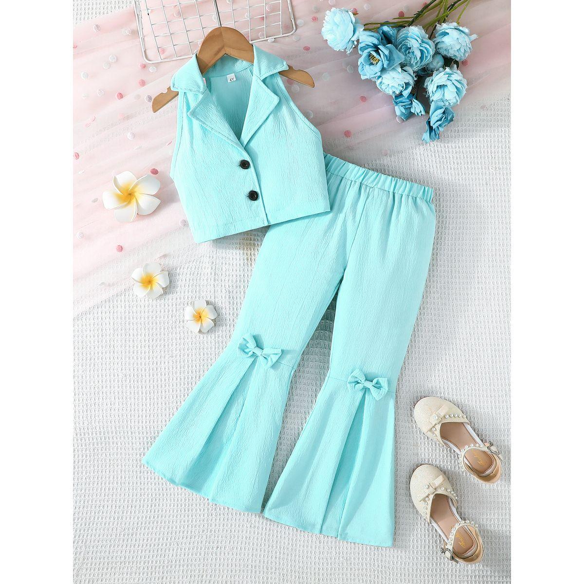 طقم من بنطال وبلوزة بدون أكمام مع فيونكة-girls-clothing-setsandcoords-image-1