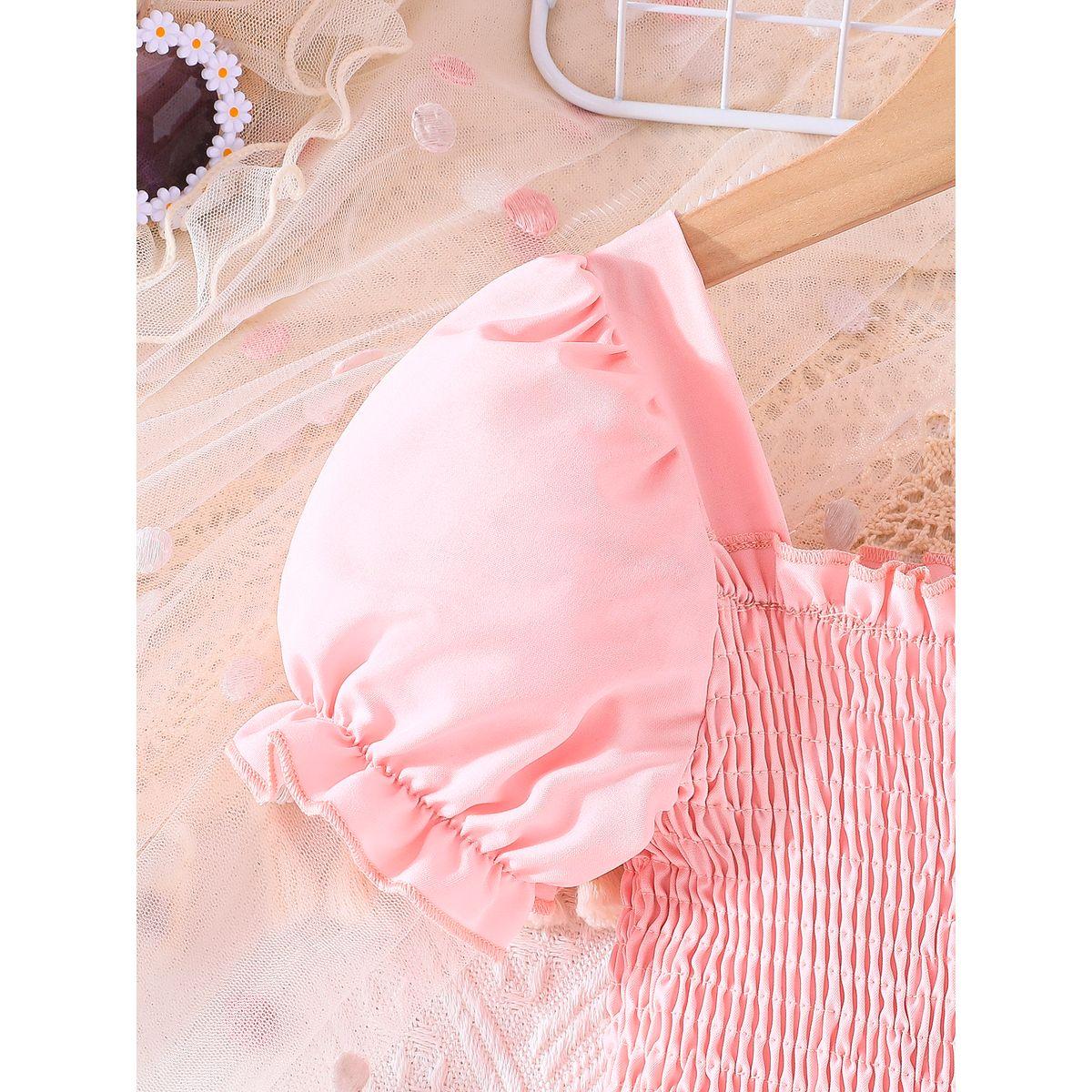 Styli Floral Embroidery Puff Sleeve Smocked Dress-girls-clothing-dressesandjumpsuits-image-2