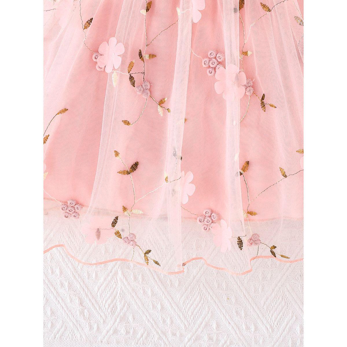 Styli Floral Embroidery Bow Detail Mesh Dress-girls-clothing-dressesandjumpsuits-image-5