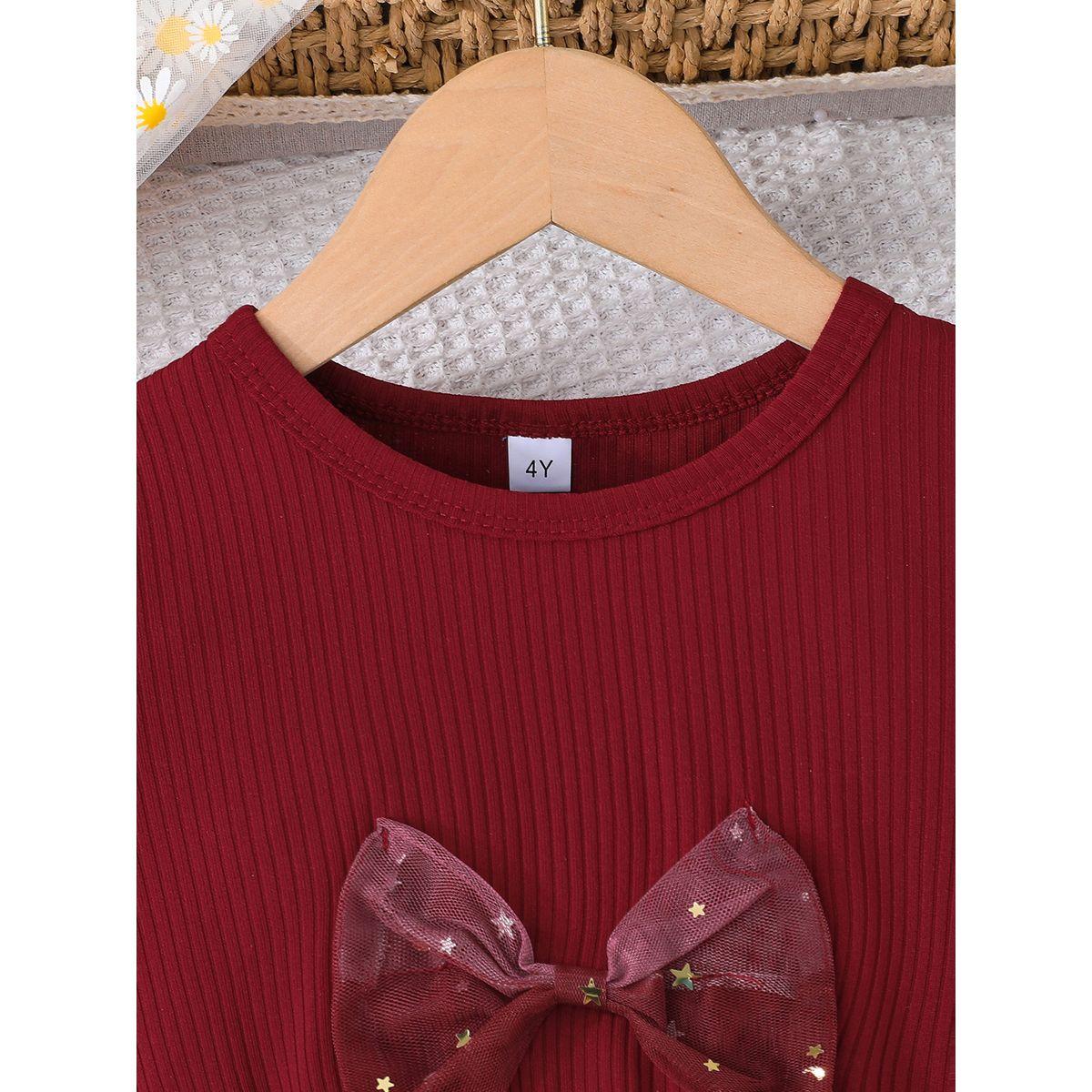 Styli Mesh Insert Embellished Dress with Bow Detail-girls-clothing-dressesandjumpsuits-image-2