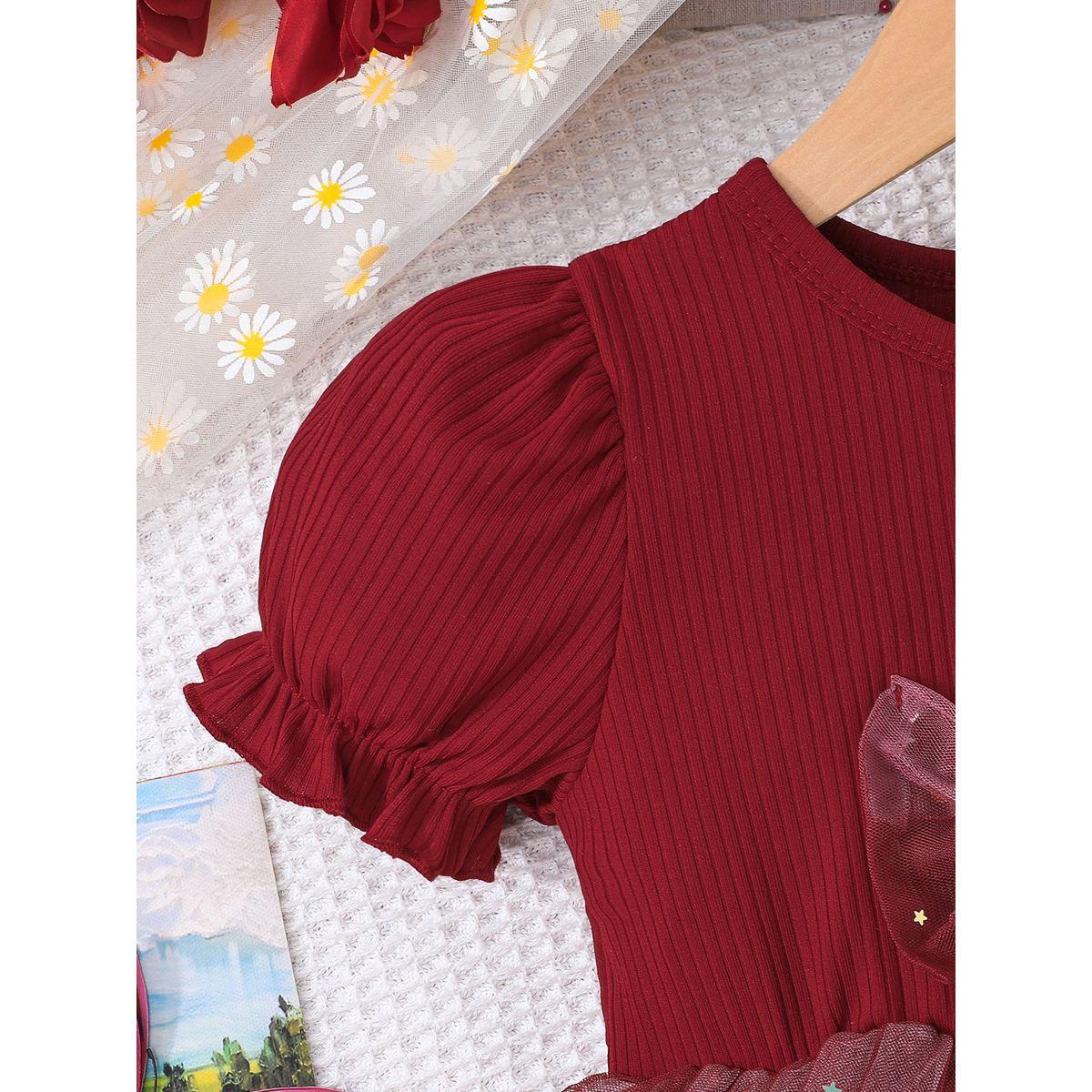 Styli Mesh Insert Embellished Dress with Bow Detail-girls-clothing-dressesandjumpsuits-image-3