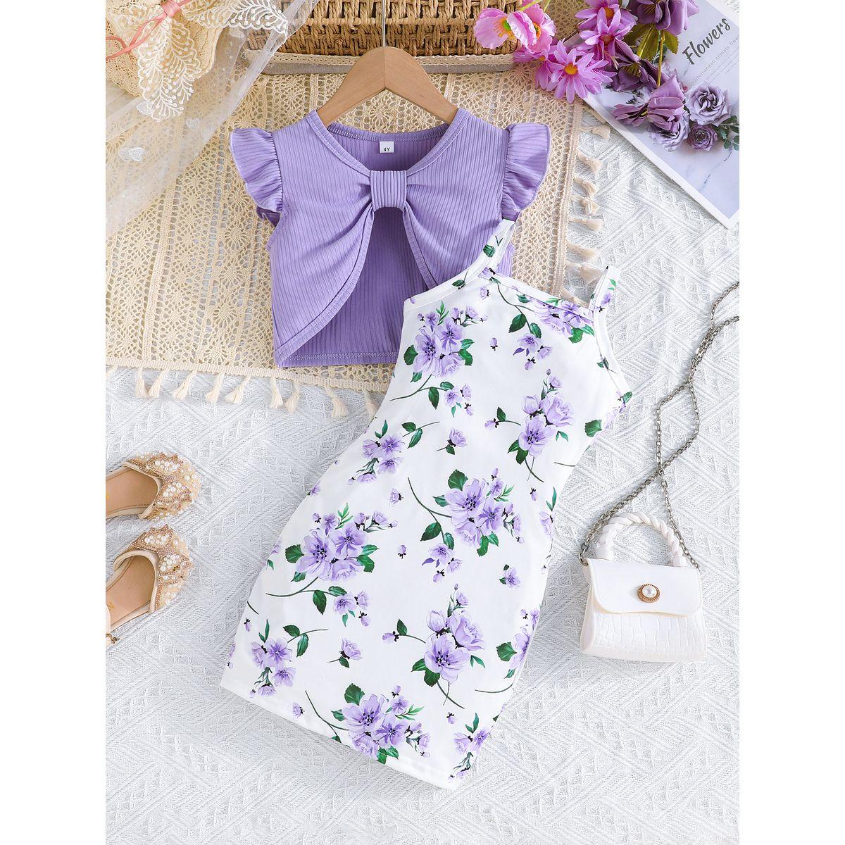 فستان بطبعة زهور مع جاكيت بوليرو-girls-clothing-setsandcoords-image-1